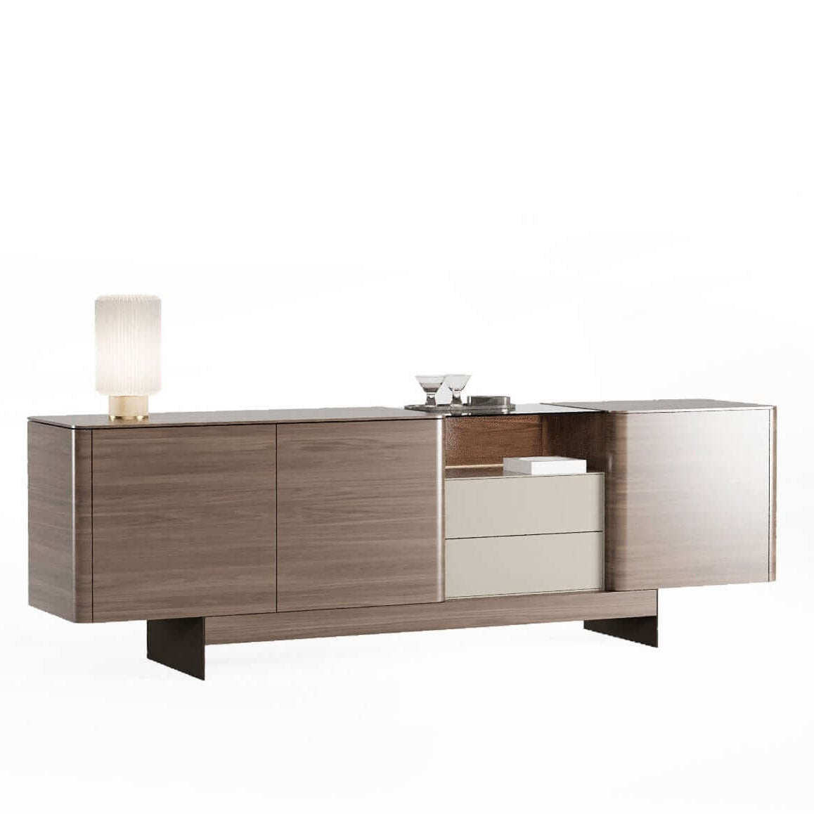 Moderno Sideboard – modern wood sideboard with minimalist handle-free design and storage space