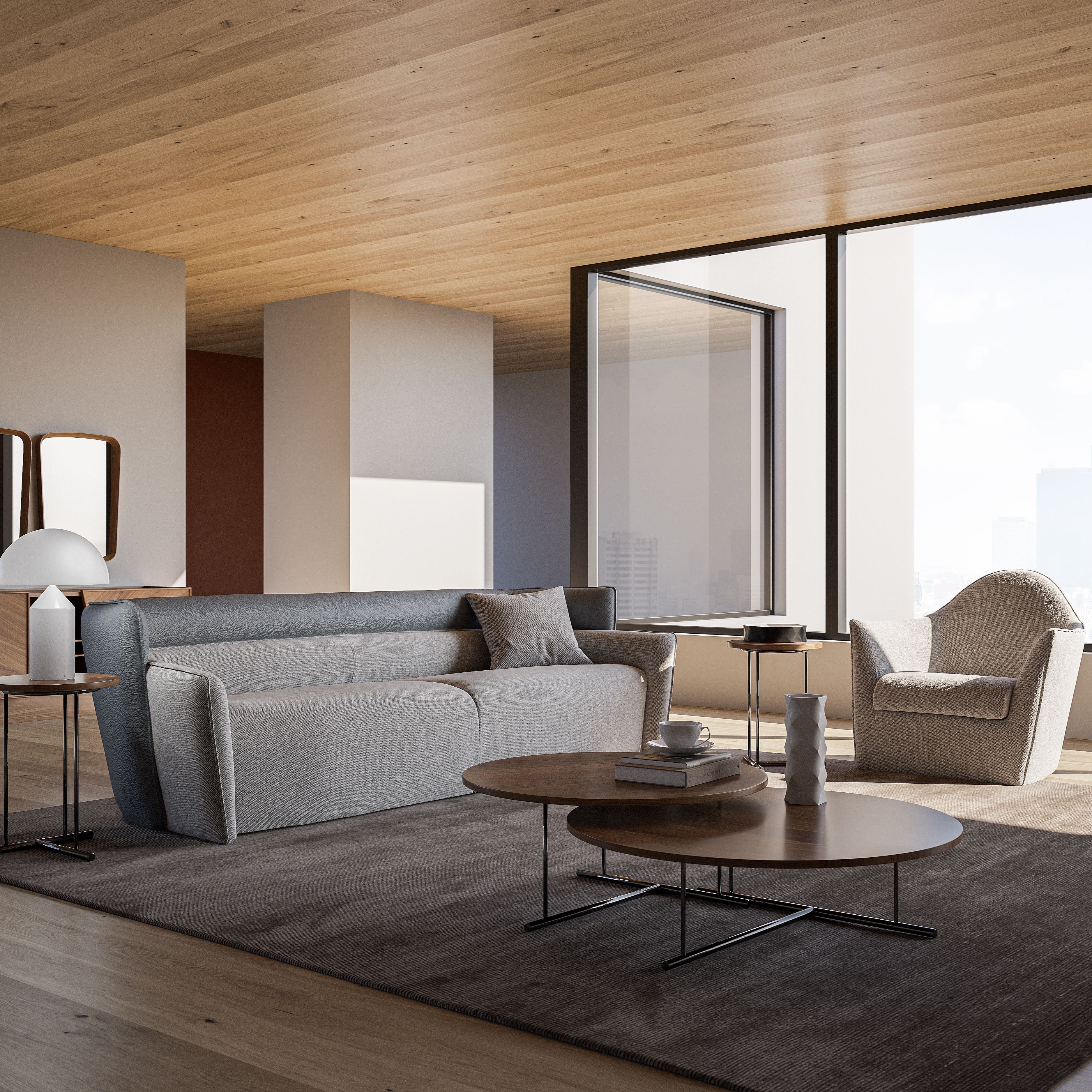 Wave Sofa featuring a curved design, upholstered in premium fabric for modern comfort and elegance.