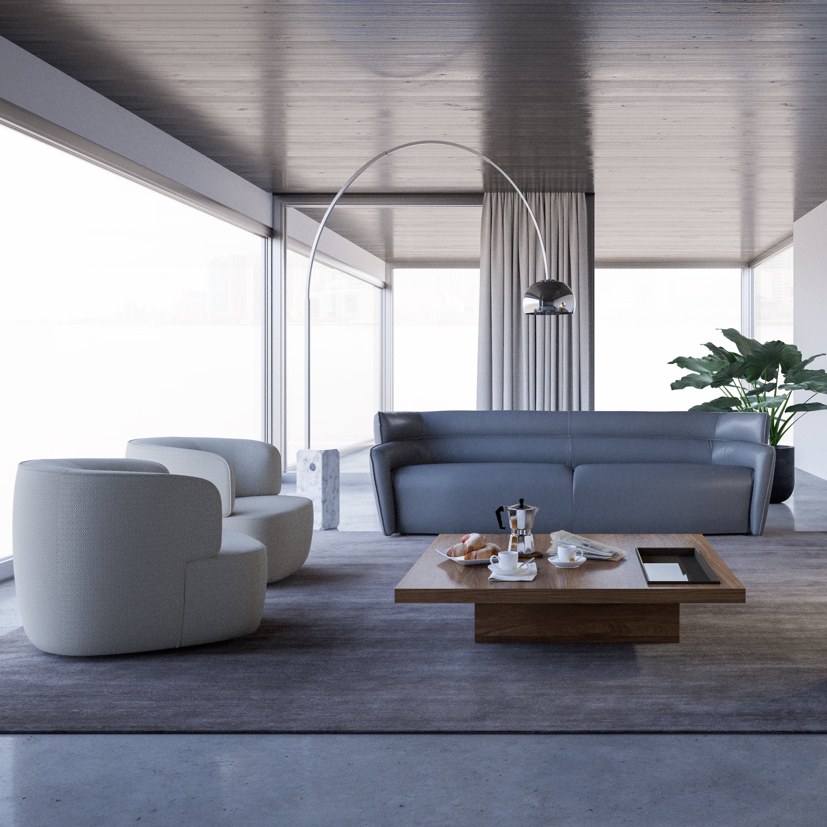 Wave Sofa featuring a curved design, upholstered in premium fabric for modern comfort and elegance.