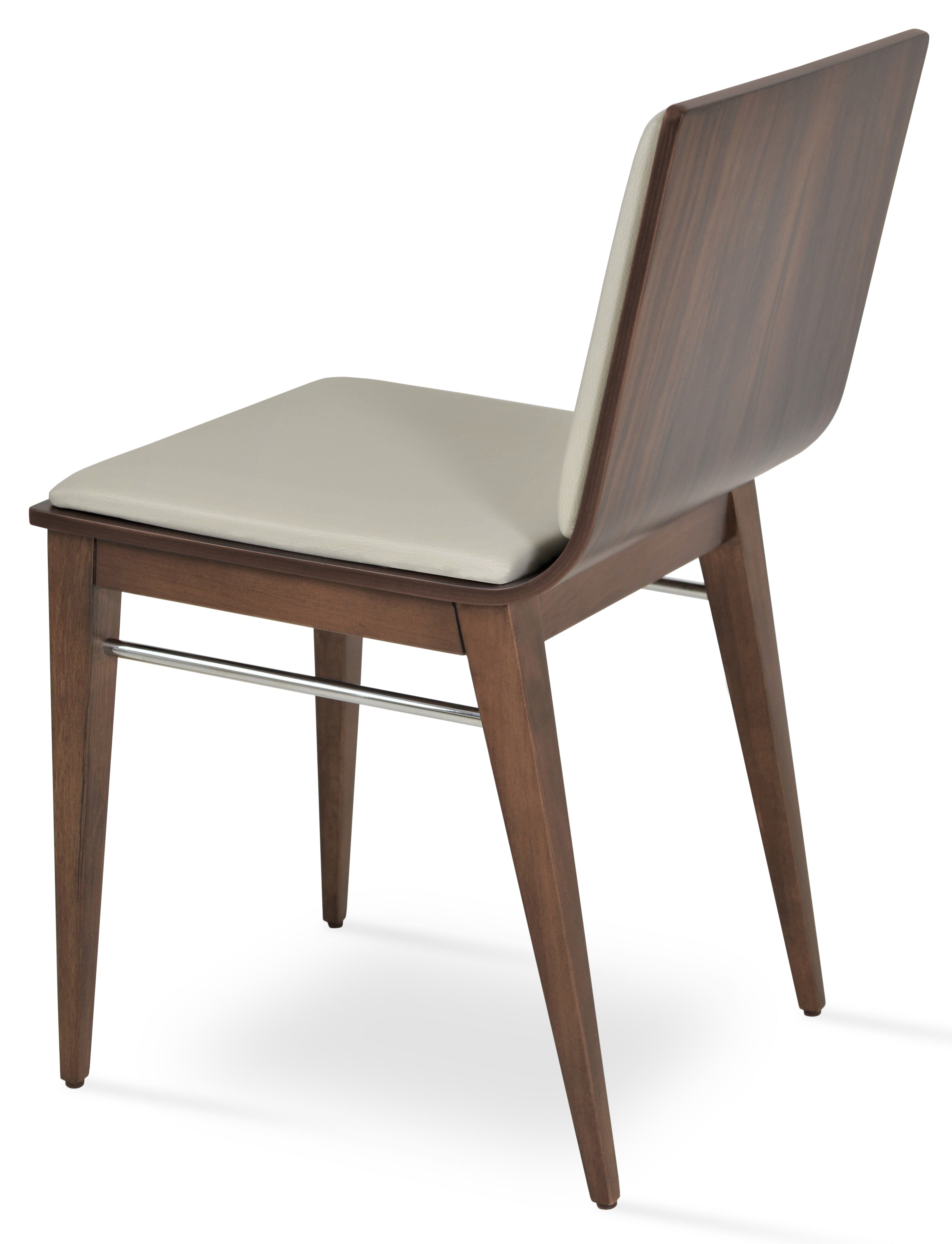 Arc Dining Chair in American Walnut finish with upholstered seat and back, perfect for dining rooms and modern interiors.