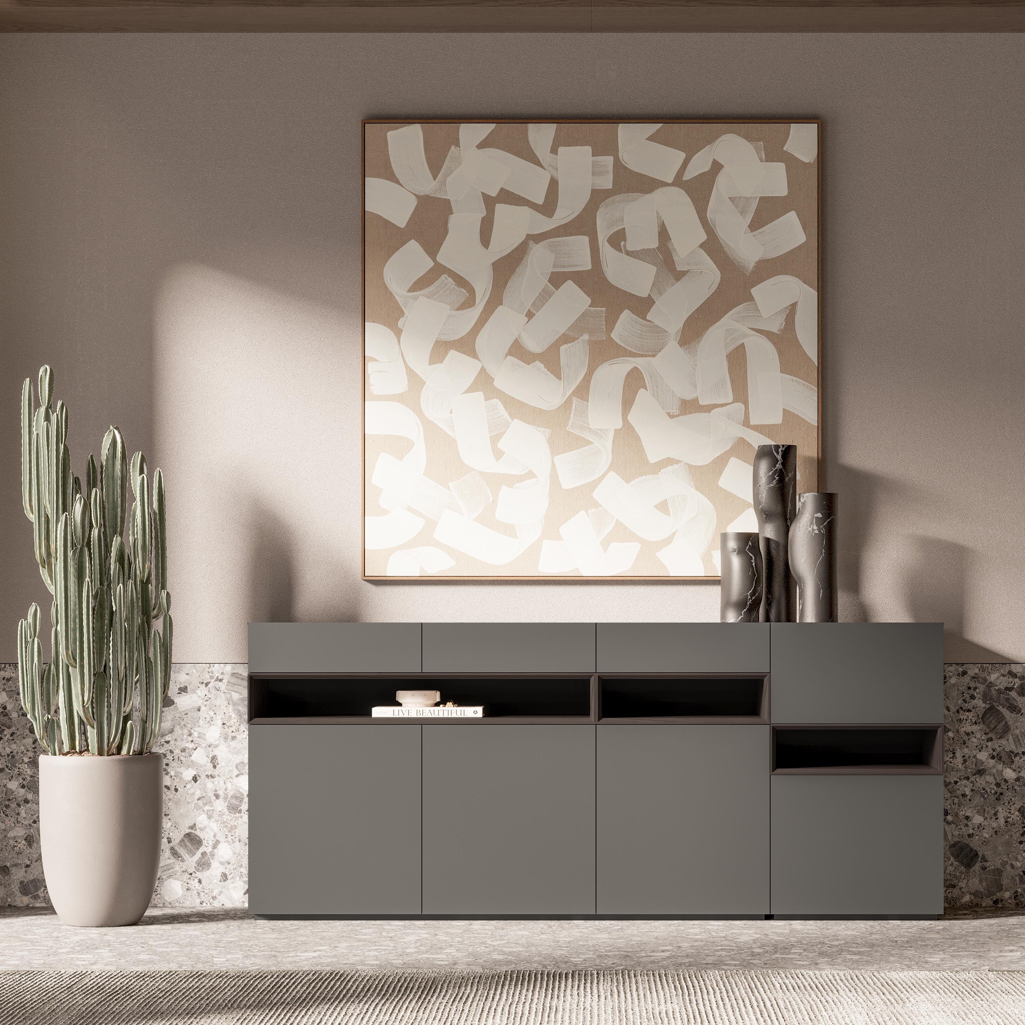 Close-up of the Lupa Console’s detailing, highlighting craftsmanship and quality materials.