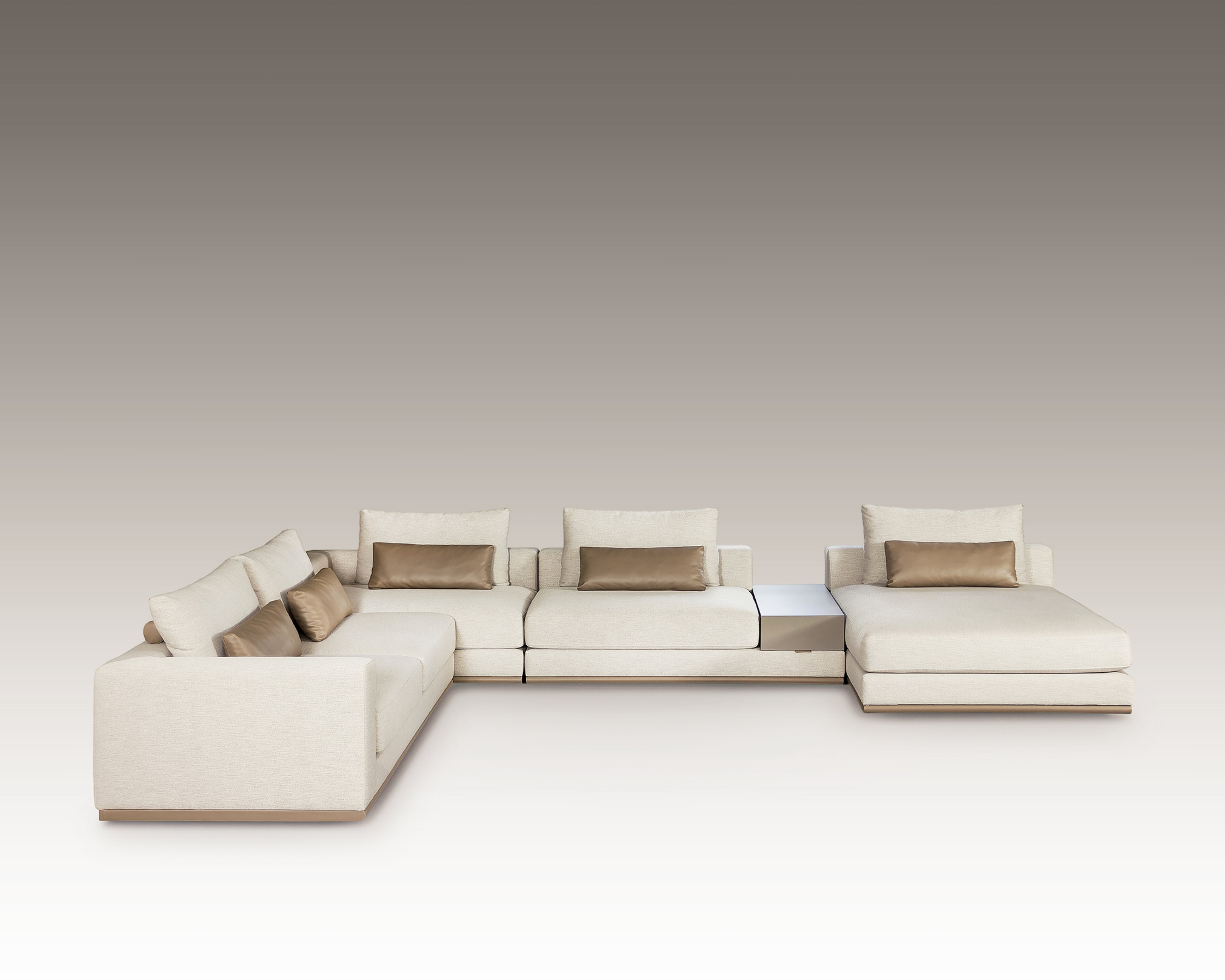 Front view of the Nest Modular Sofa showcasing its modern modular design and plush seating.