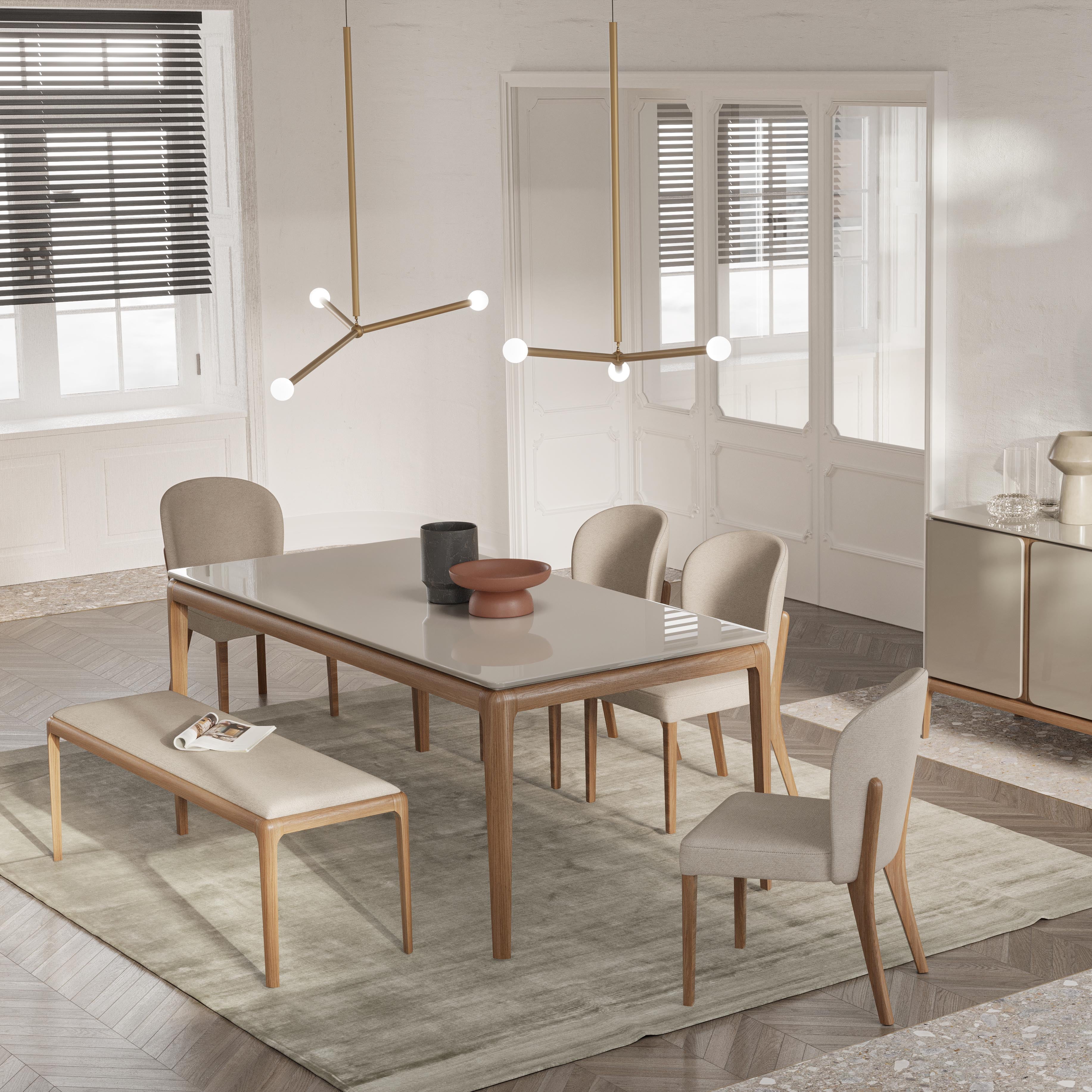 Close-up of the Vokka Dining Chair’s premium upholstery, showcasing its high-quality fabric.