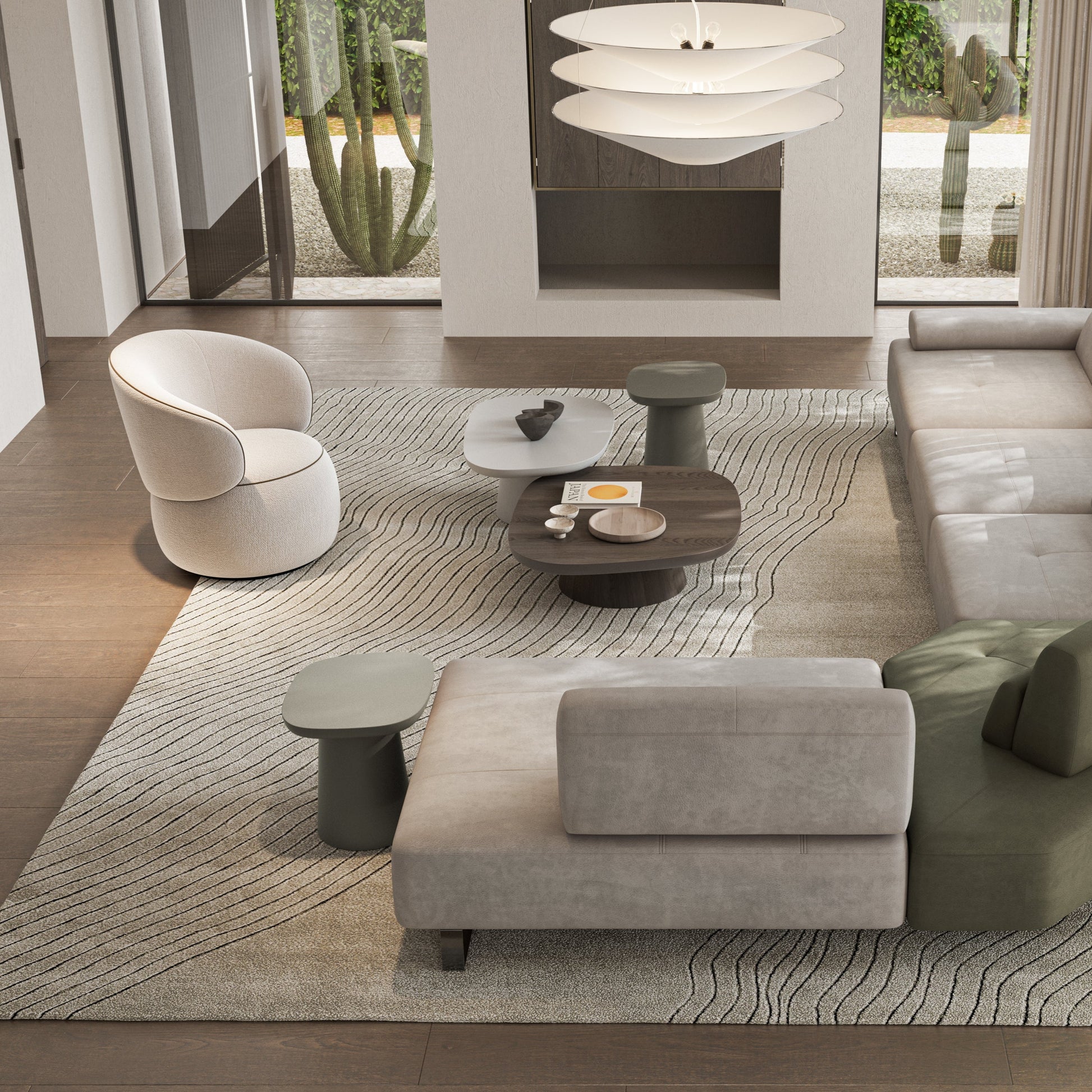 Moss Swivel Armchair in cream upholstery