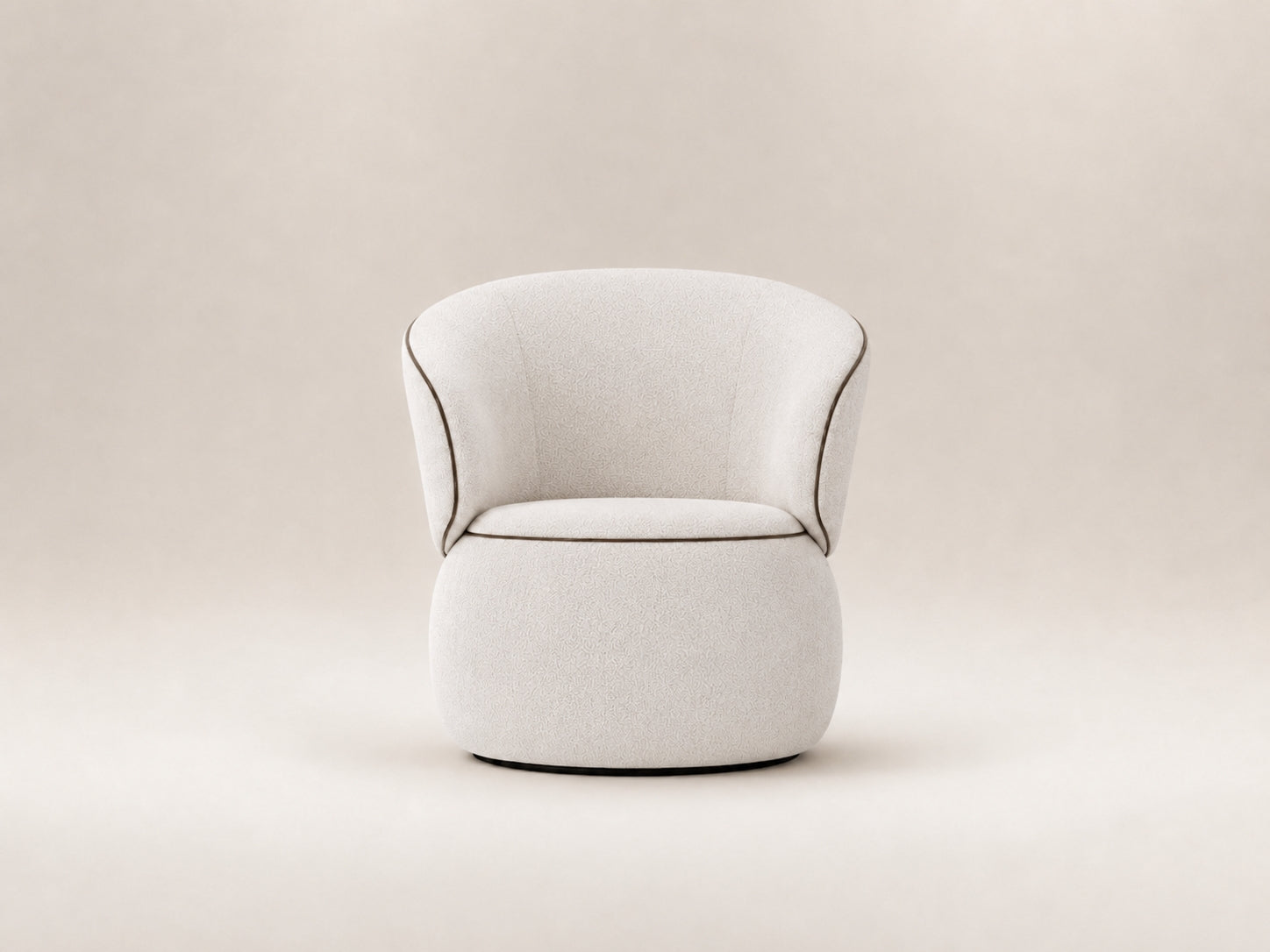 Moss Swivel Armchair by Canapy Furniture featuring soft curves, tailored upholstery and a discreet 360 degree swivel base