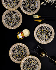Leopard Cream  Cake Plate Set