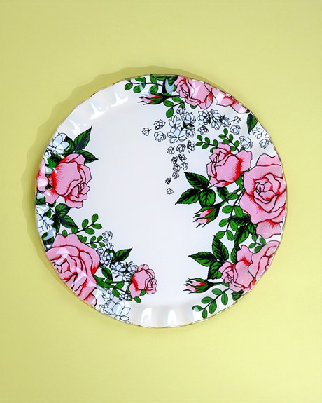 Floral Cream Cake Plates