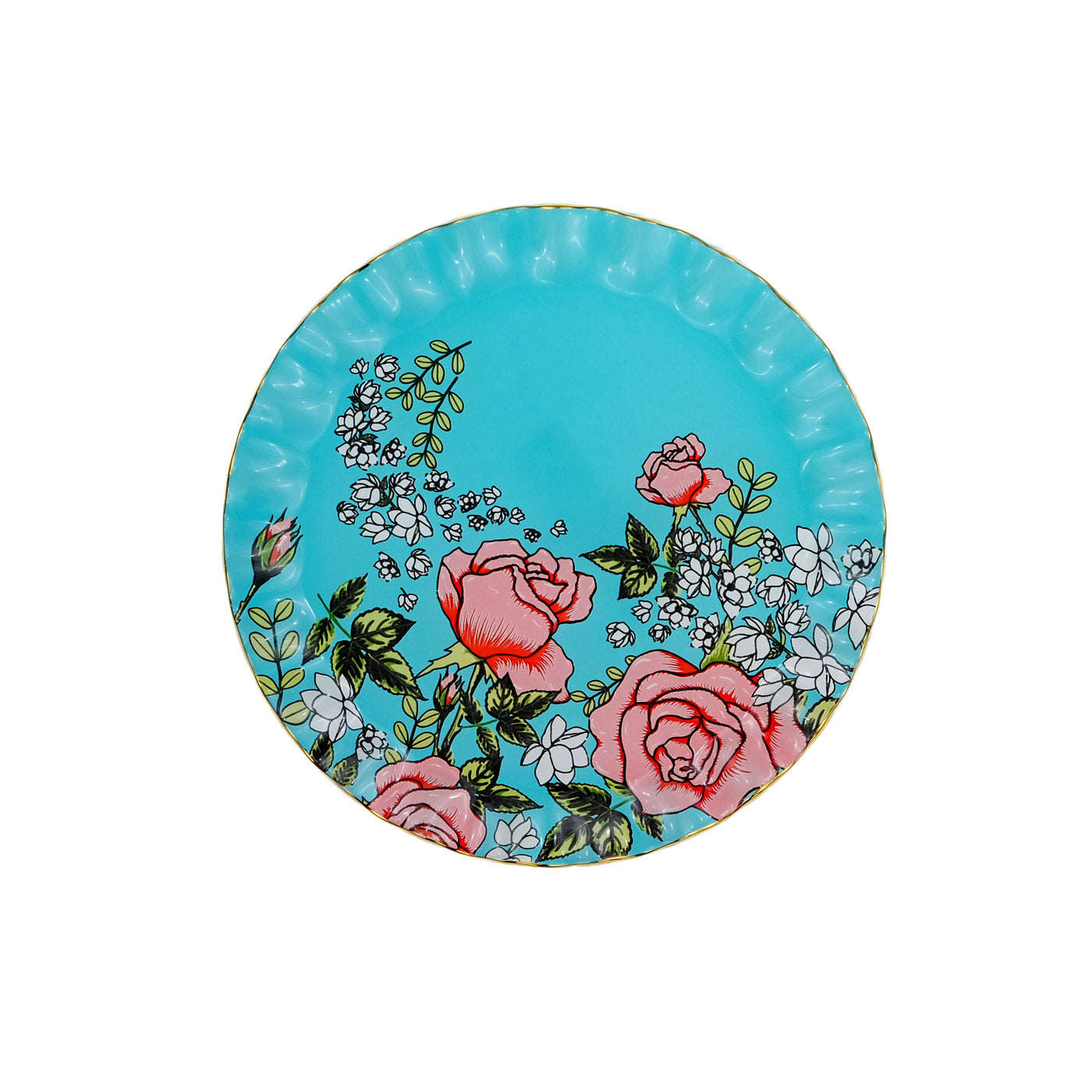 Floral Mint Cake Plate Set
