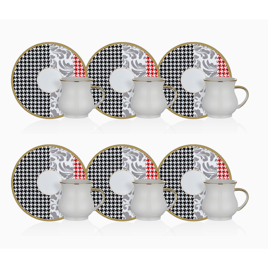 Plaid Jacquard 6 Person Demitasse Set