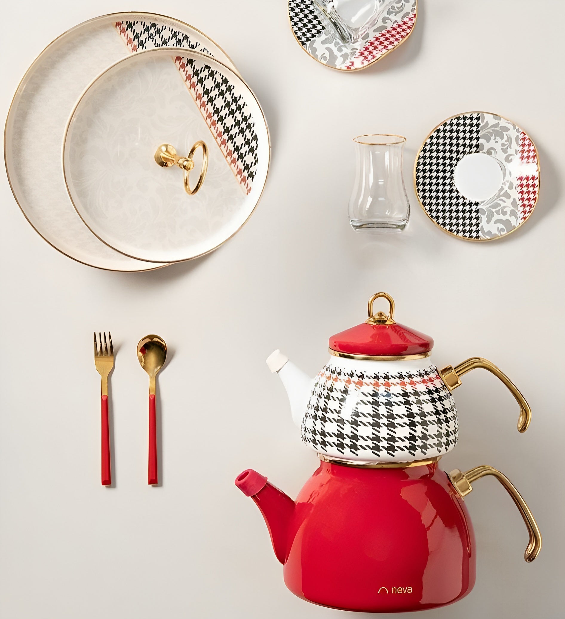 Plaid Jacquard Teapot