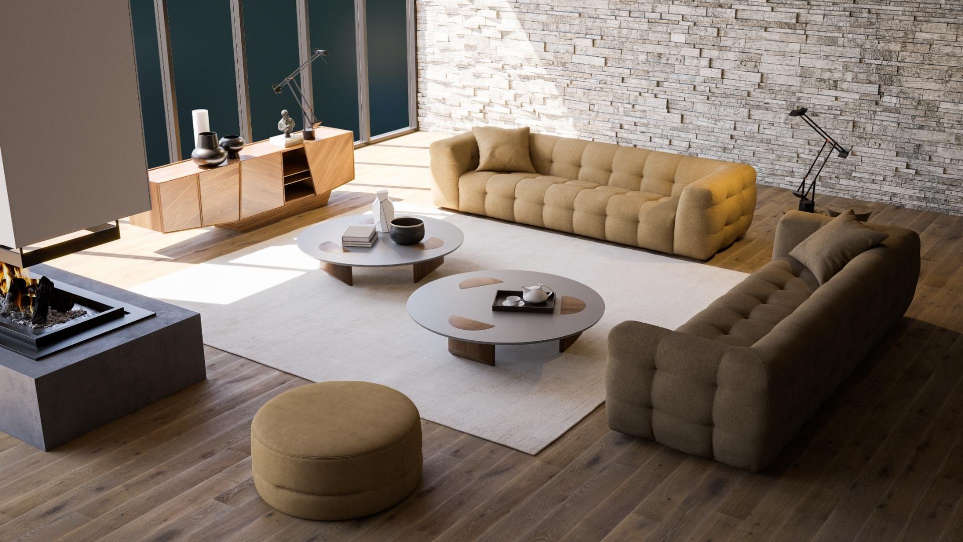 Viva Modular Sofa with sleek lines, customizable design, and luxurious boucle fabric for modern living spaces.