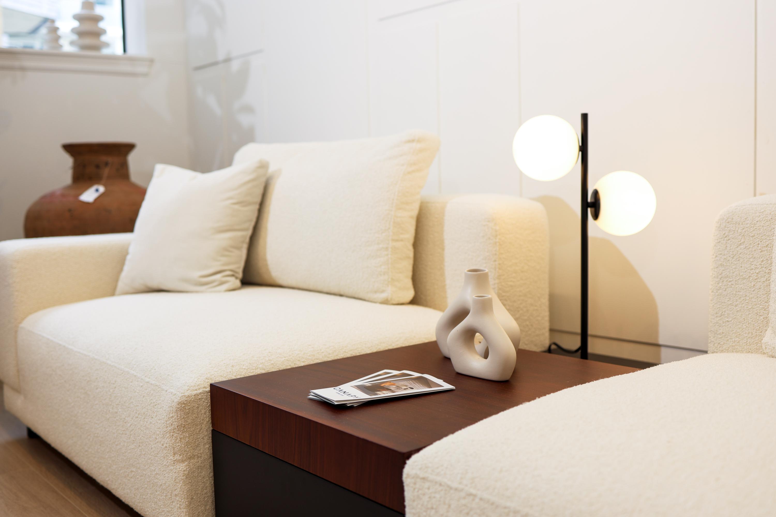 Aura Sofa with modern design, plush customizable seating, and luxurious comfort for contemporary interiors. Available with fast shipping across the GTA and Canada.