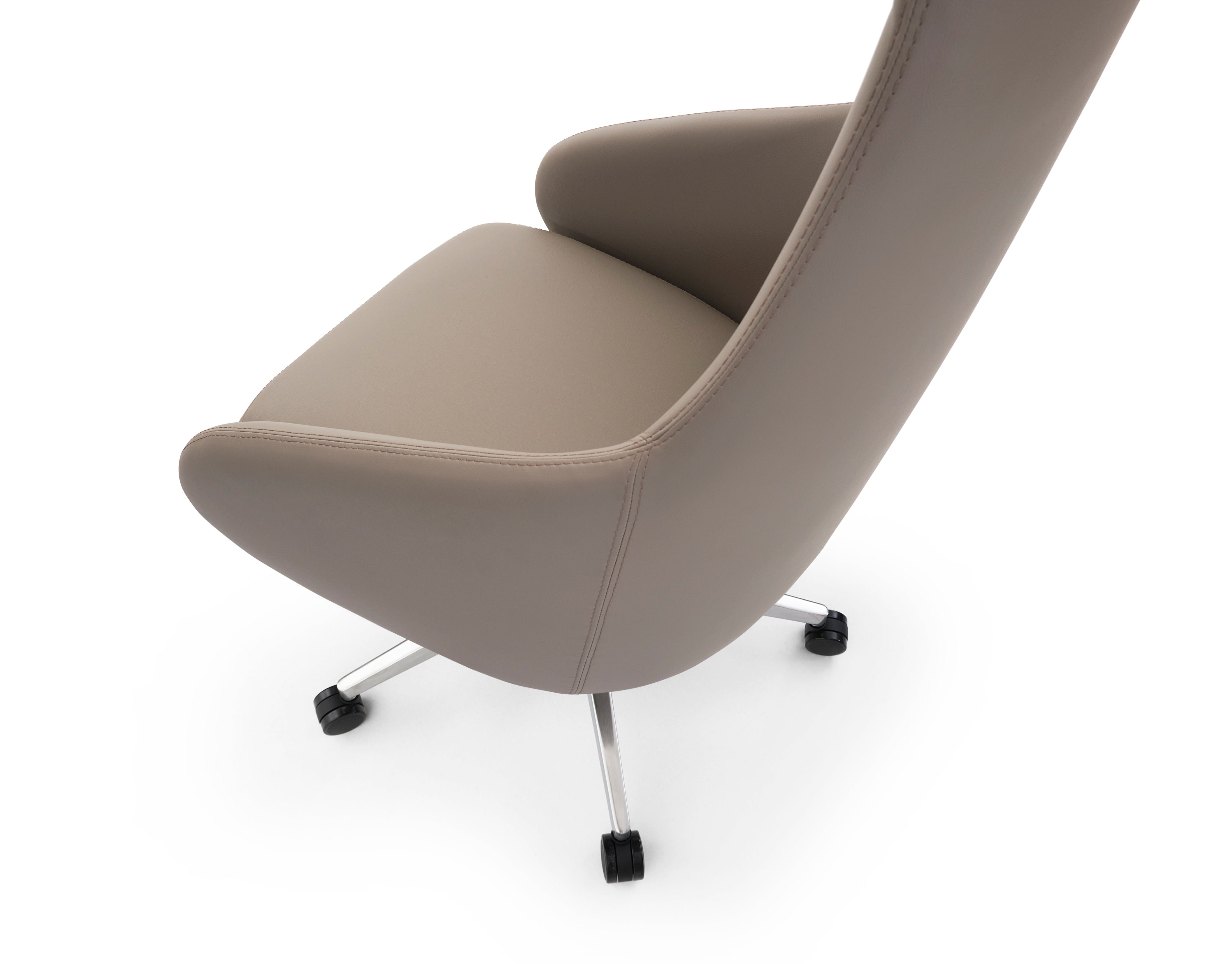 Modern chair with a beige cushion on a white background