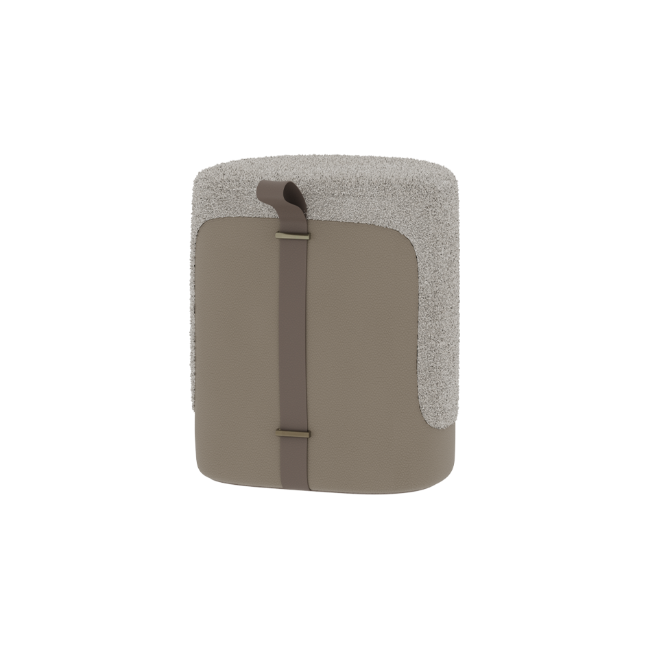 Small pouch with a textured gray top and solid brown bottom on a white background