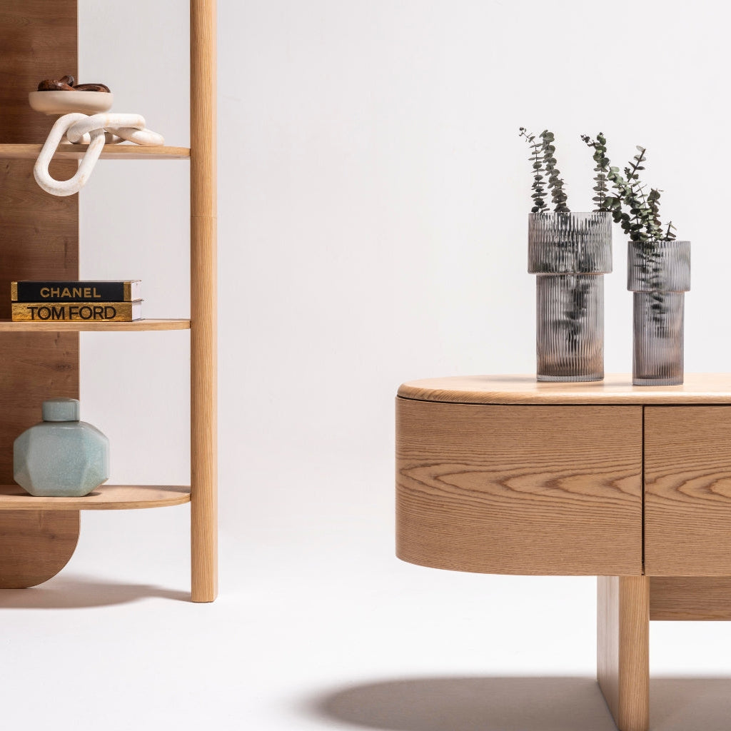 Side view of the Alva Console showcasing its sleek lines and sturdy construction.