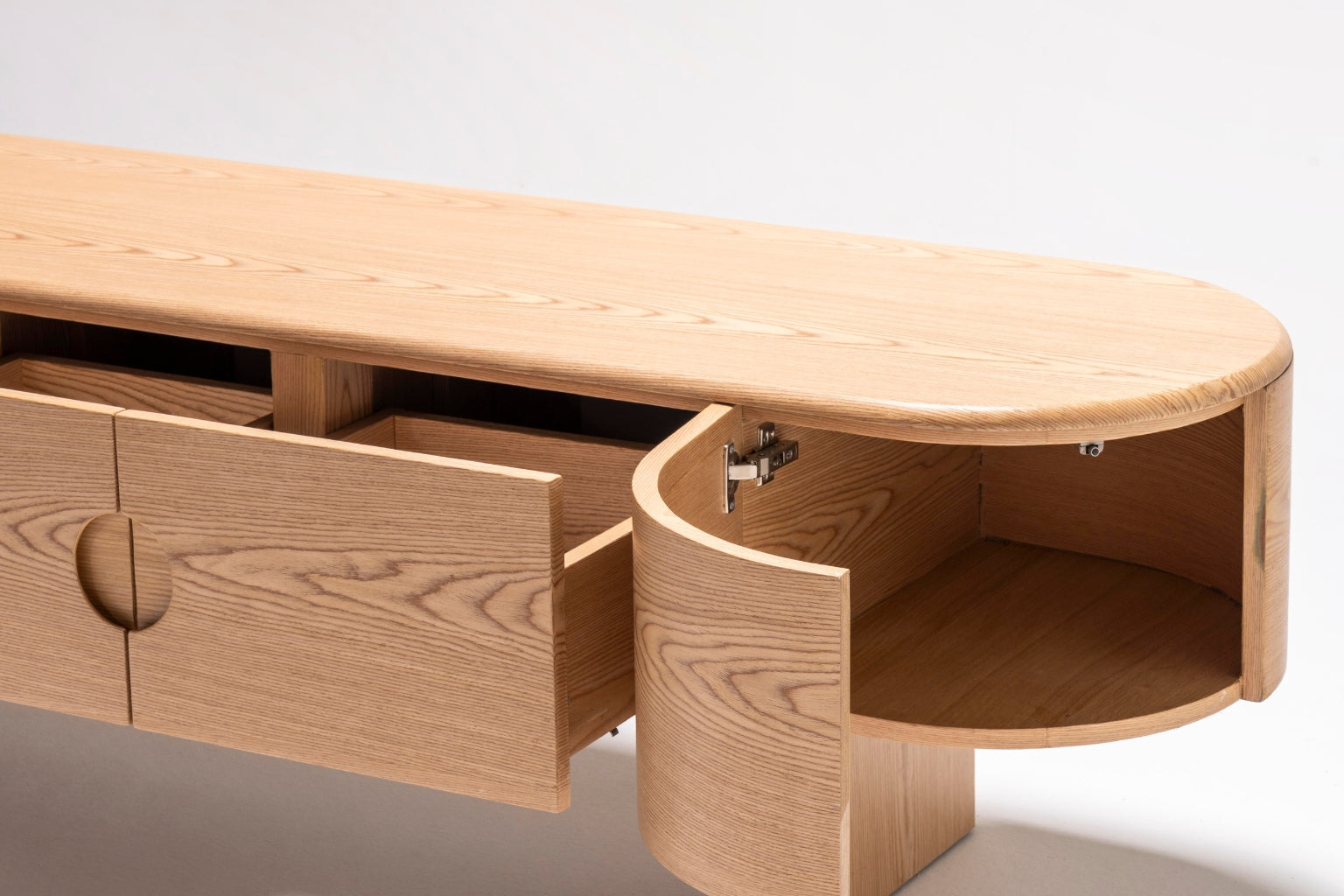 Compact version of the Alva Console styled in a small space with modern decor elements.