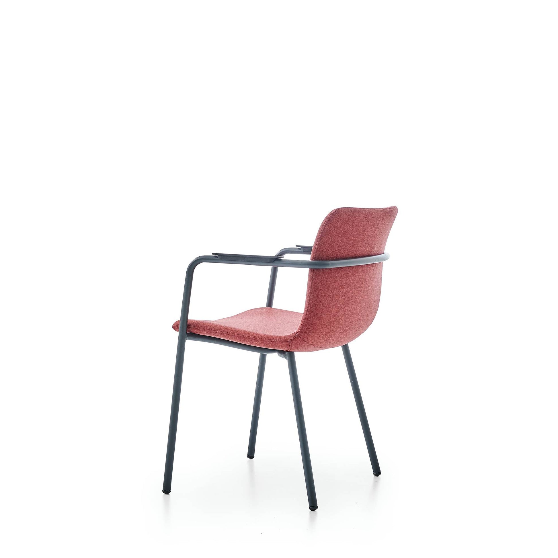 Red chair with black frame on a white background