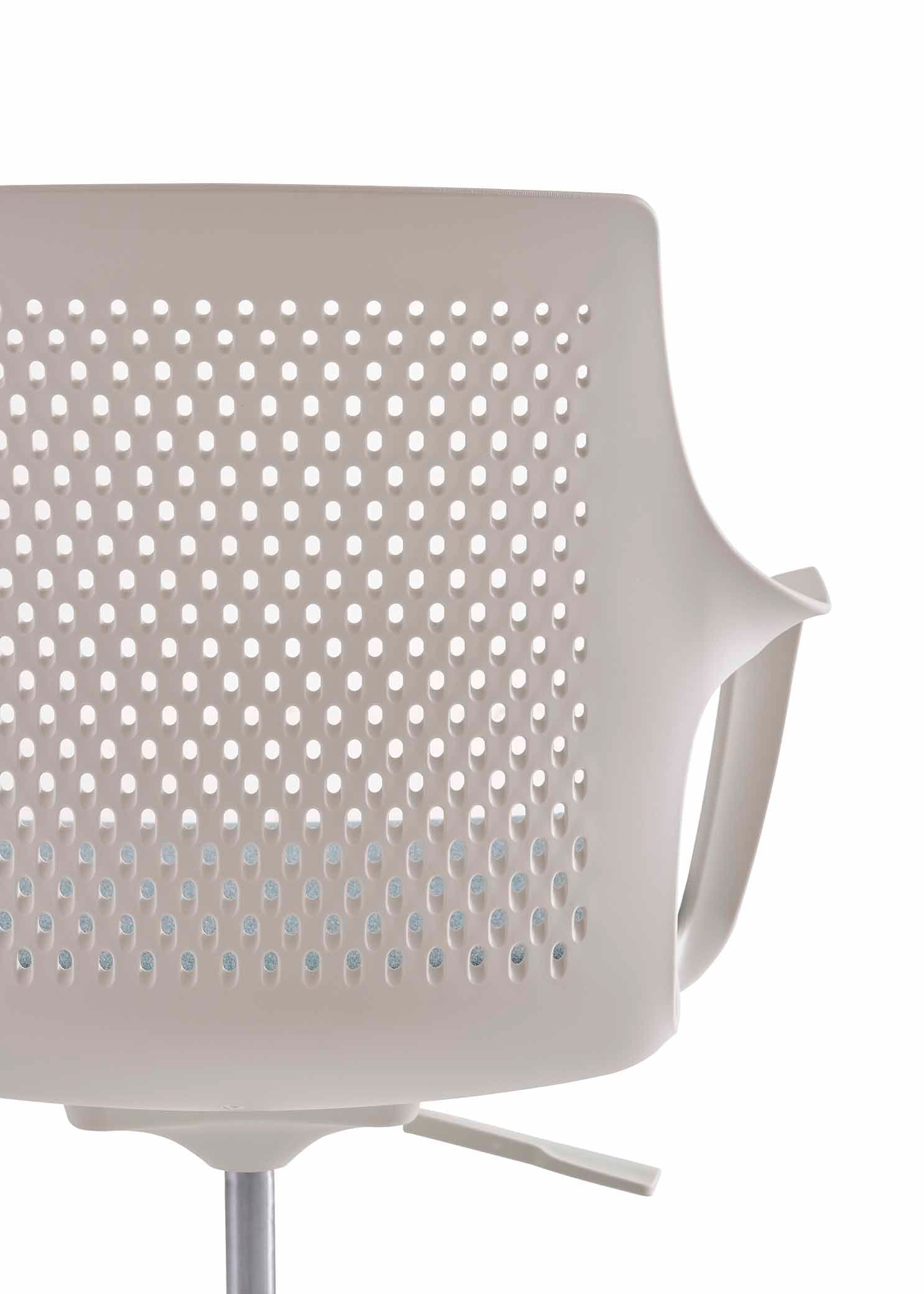 White office chair with perforated backrest on a white background