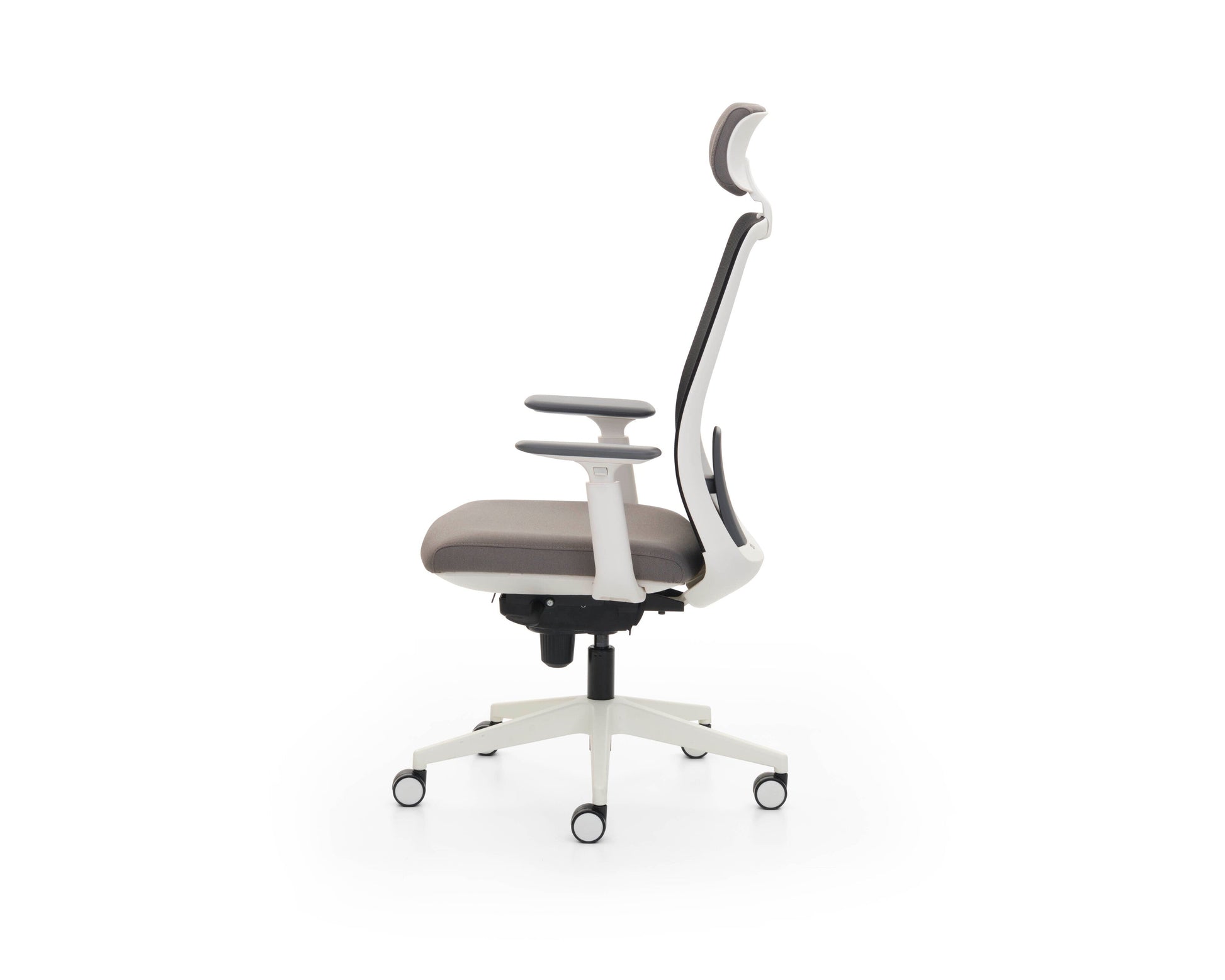 White office chair with gray seat on a white background