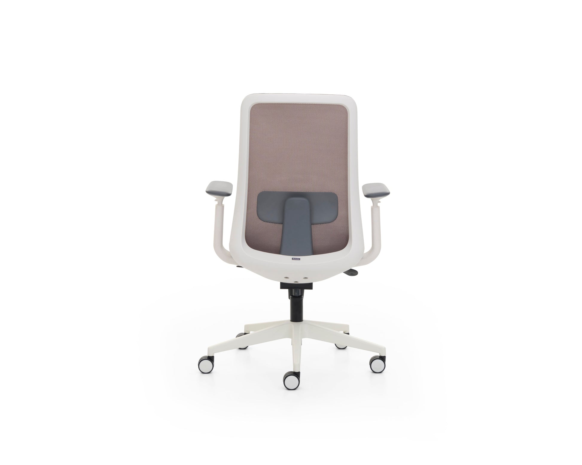 Gray office chair with white frame on a white background
