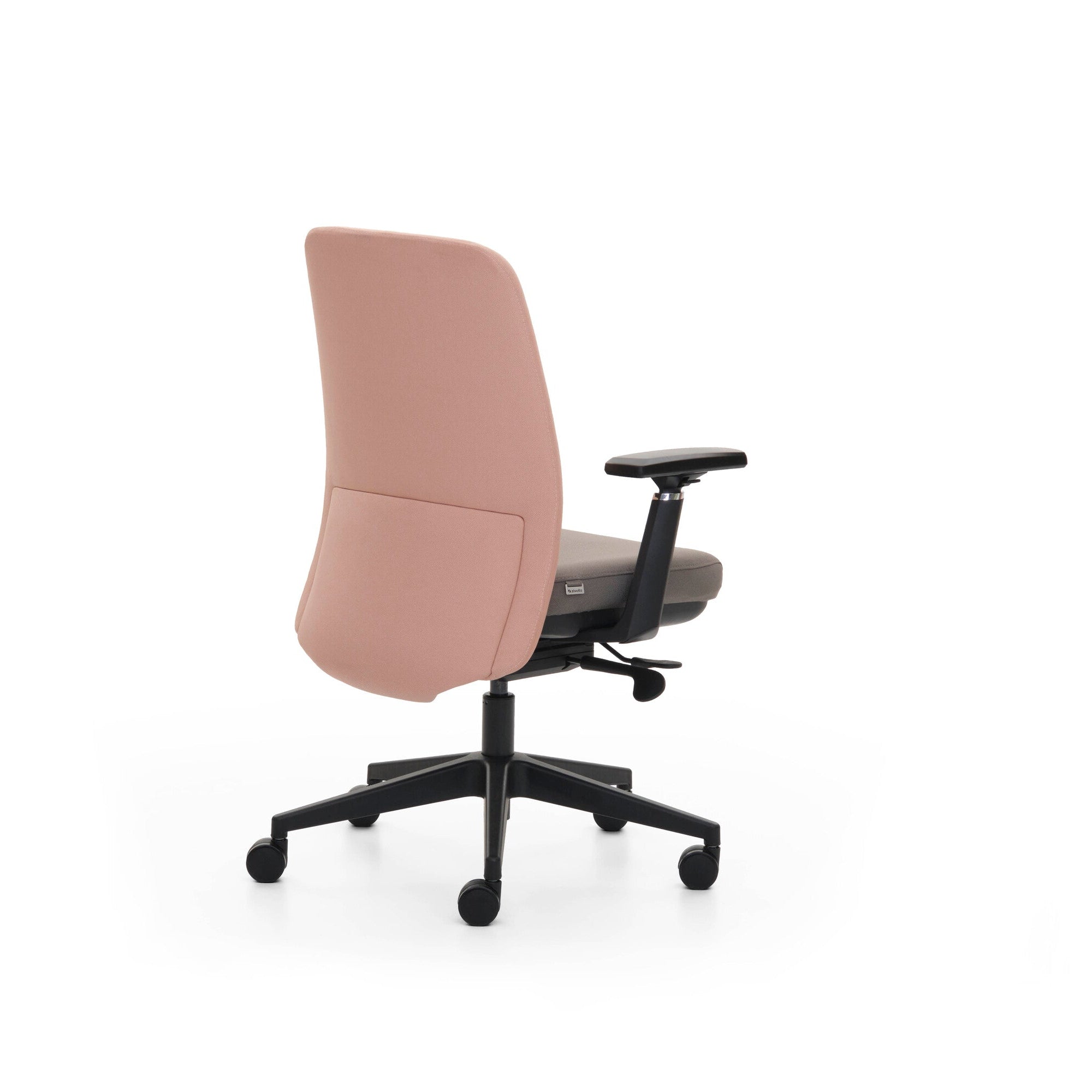 Brown office chair with black base on a white background