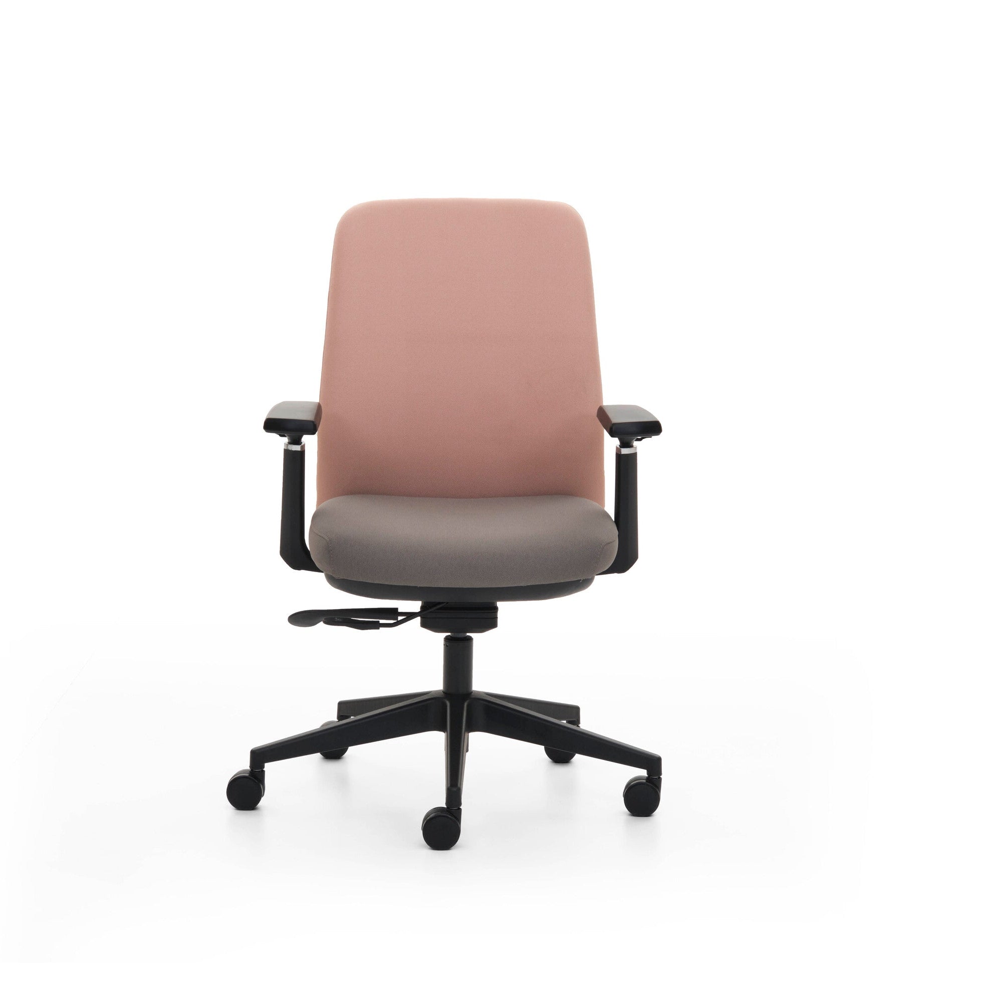 Brown office chair with black base on a white background