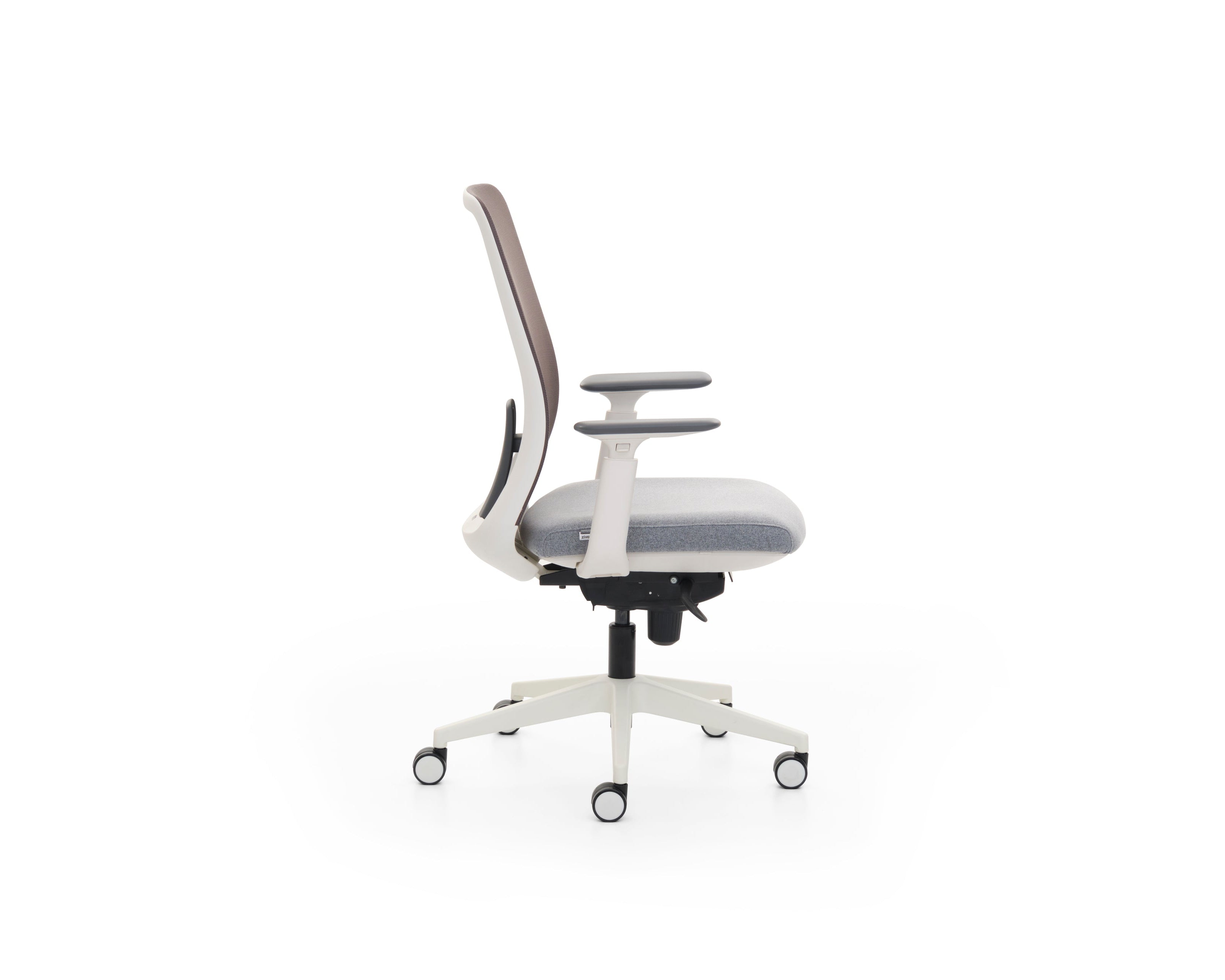 White office chair with gray seat on a white background