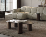 Gamma Coffee Table Set in modern living room – 3-piece coffee table set with wood and ceramic tops CANAPY FURNITURE