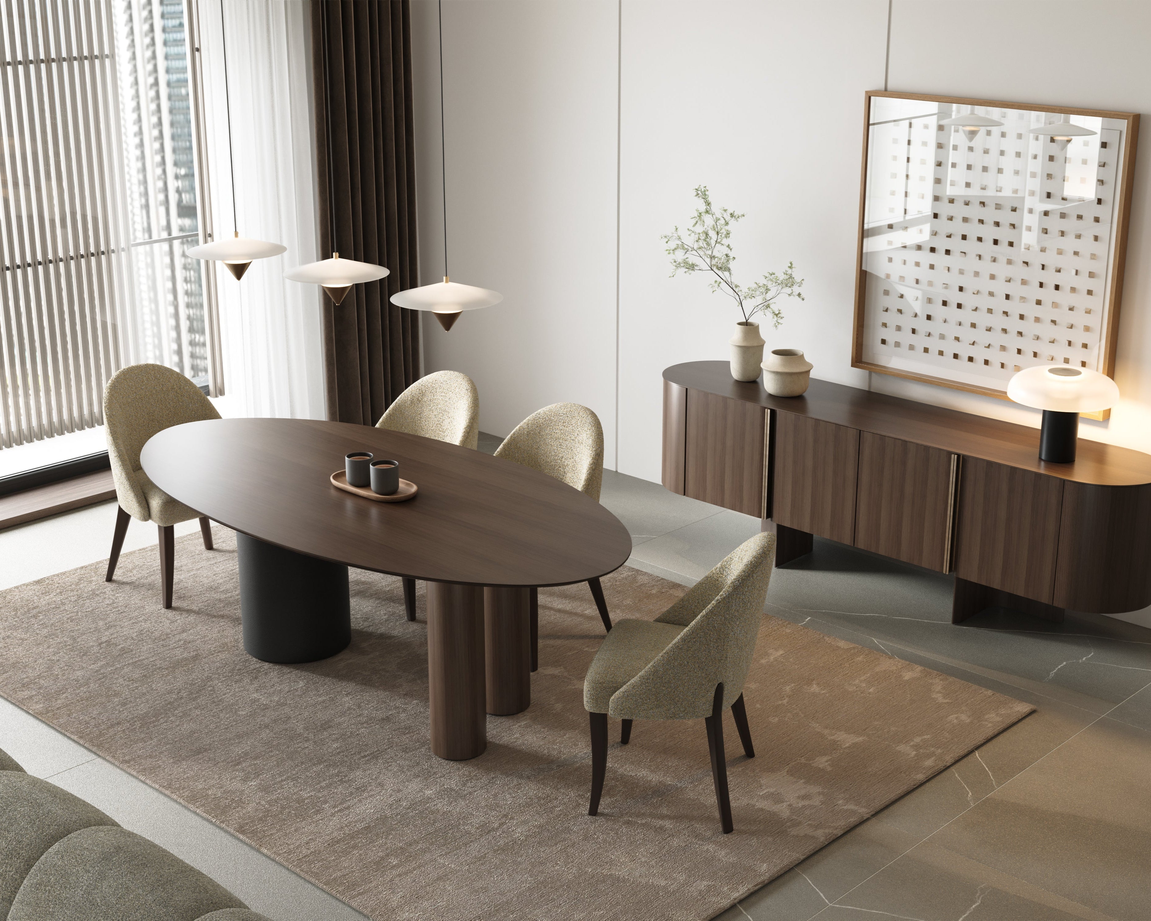 Gamma Ceramic & Wood Dining Table
