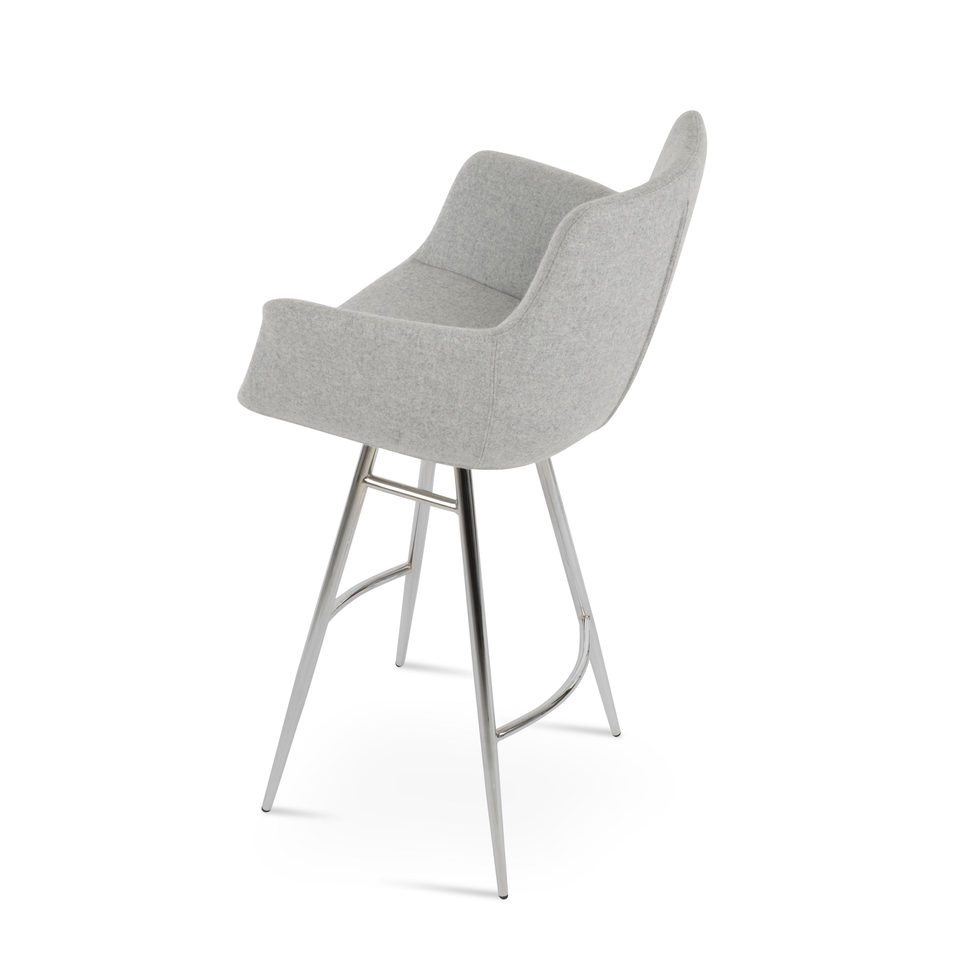 Gray bar stool with metal legs on a white background