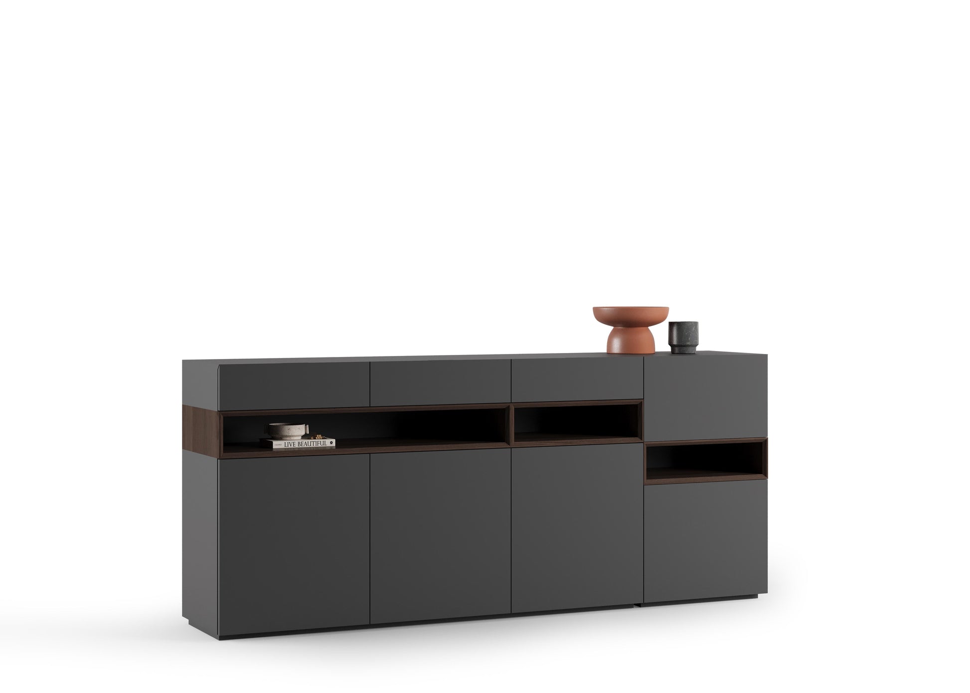 Front view of the Lupa Console featuring a sleek, modern design ideal for stylish interiors.