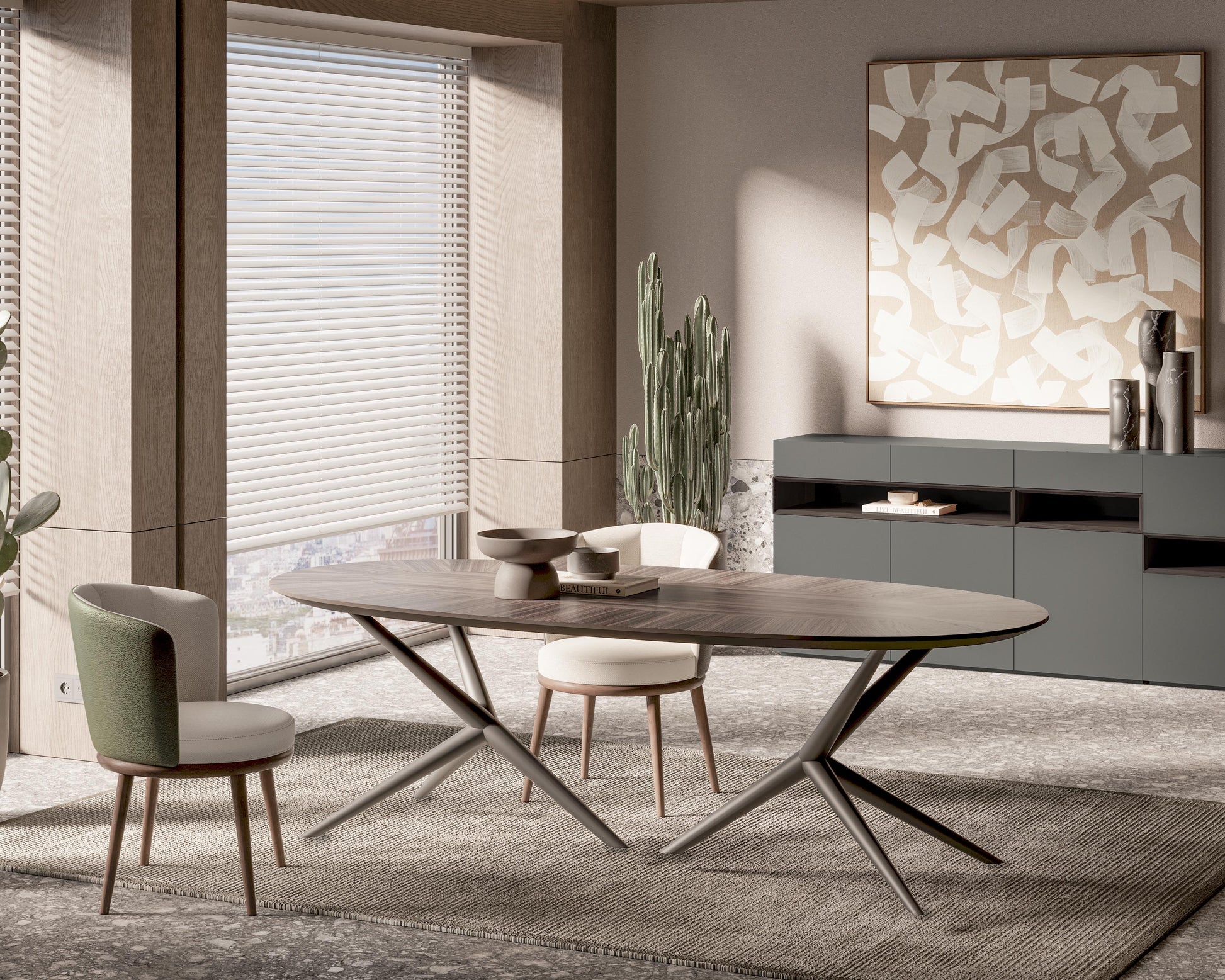 Back view of the Lupa Dining Chair emphasizing its refined lines and modern aesthetic.