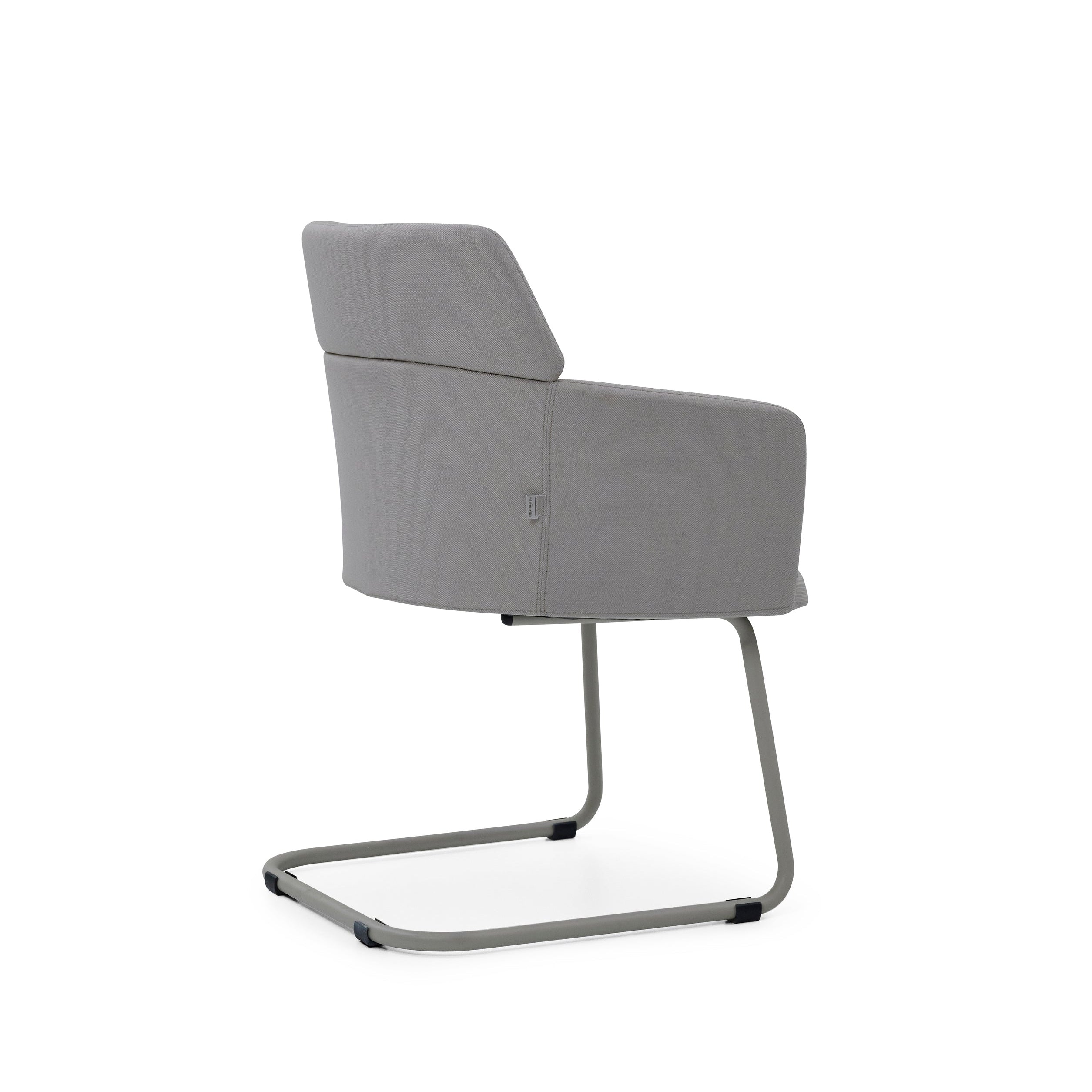 Gray chair with a modern design on a white background