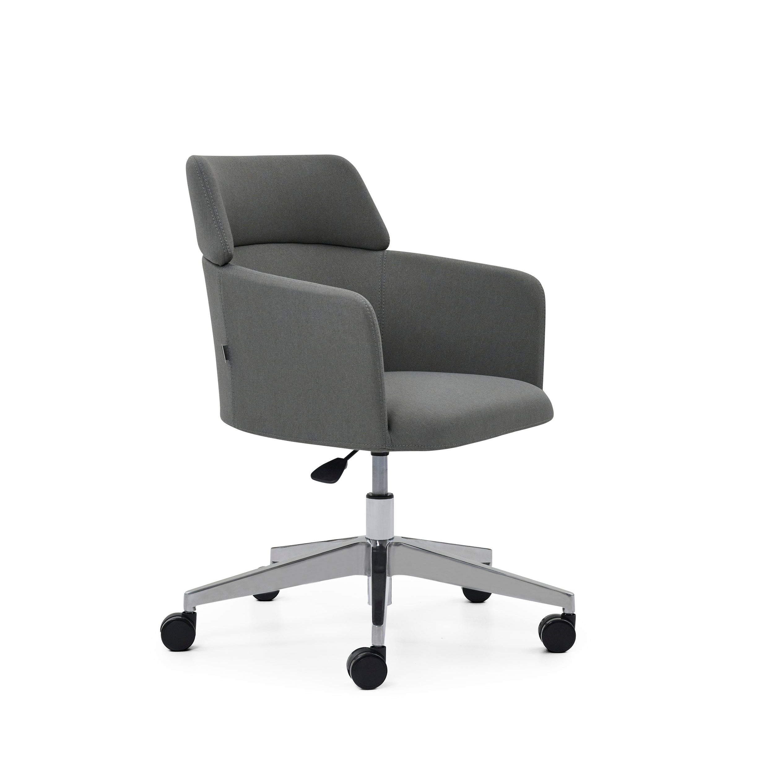 May Office Chair in gray, angled view on a white background