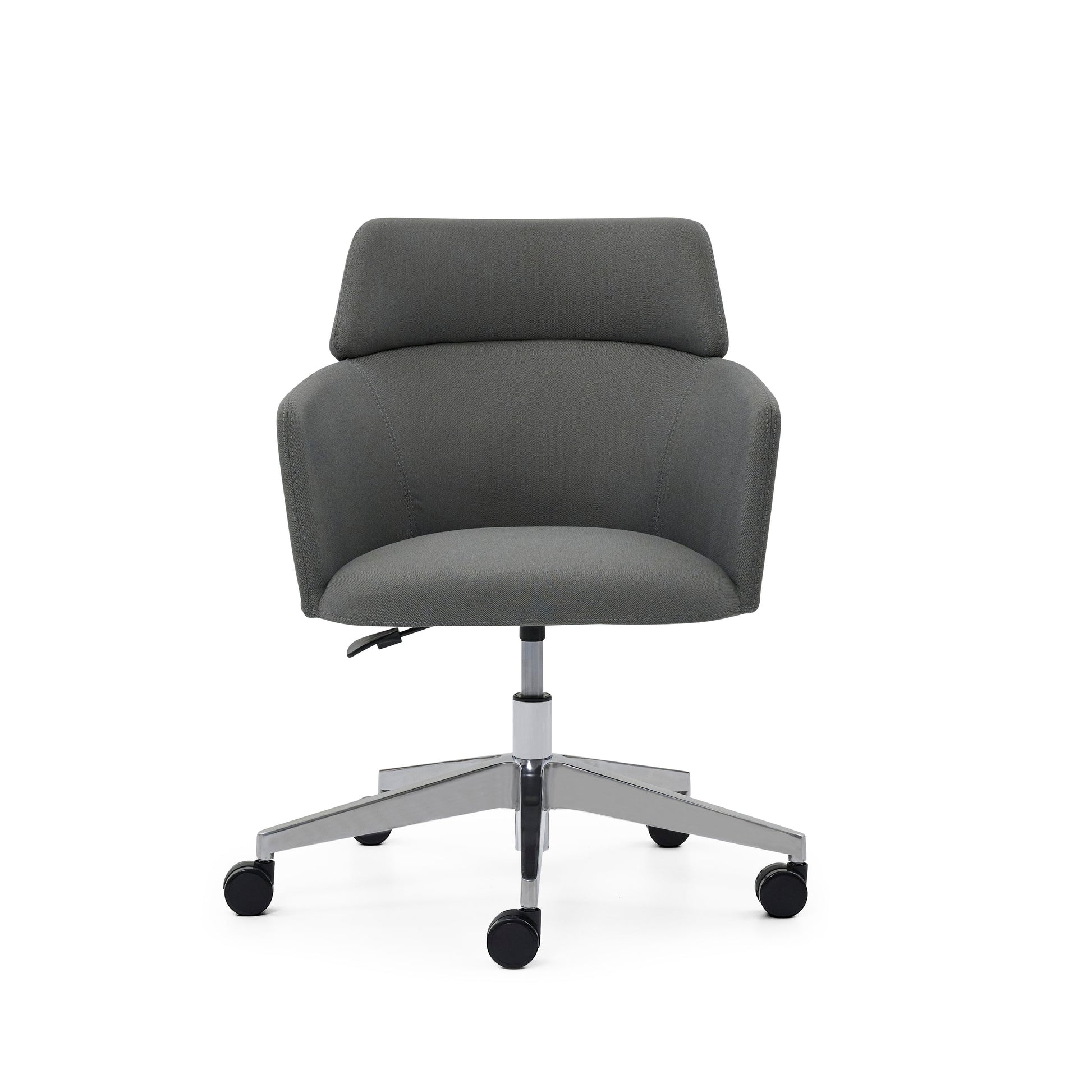 May Office Chair in gray with wheels on a white background