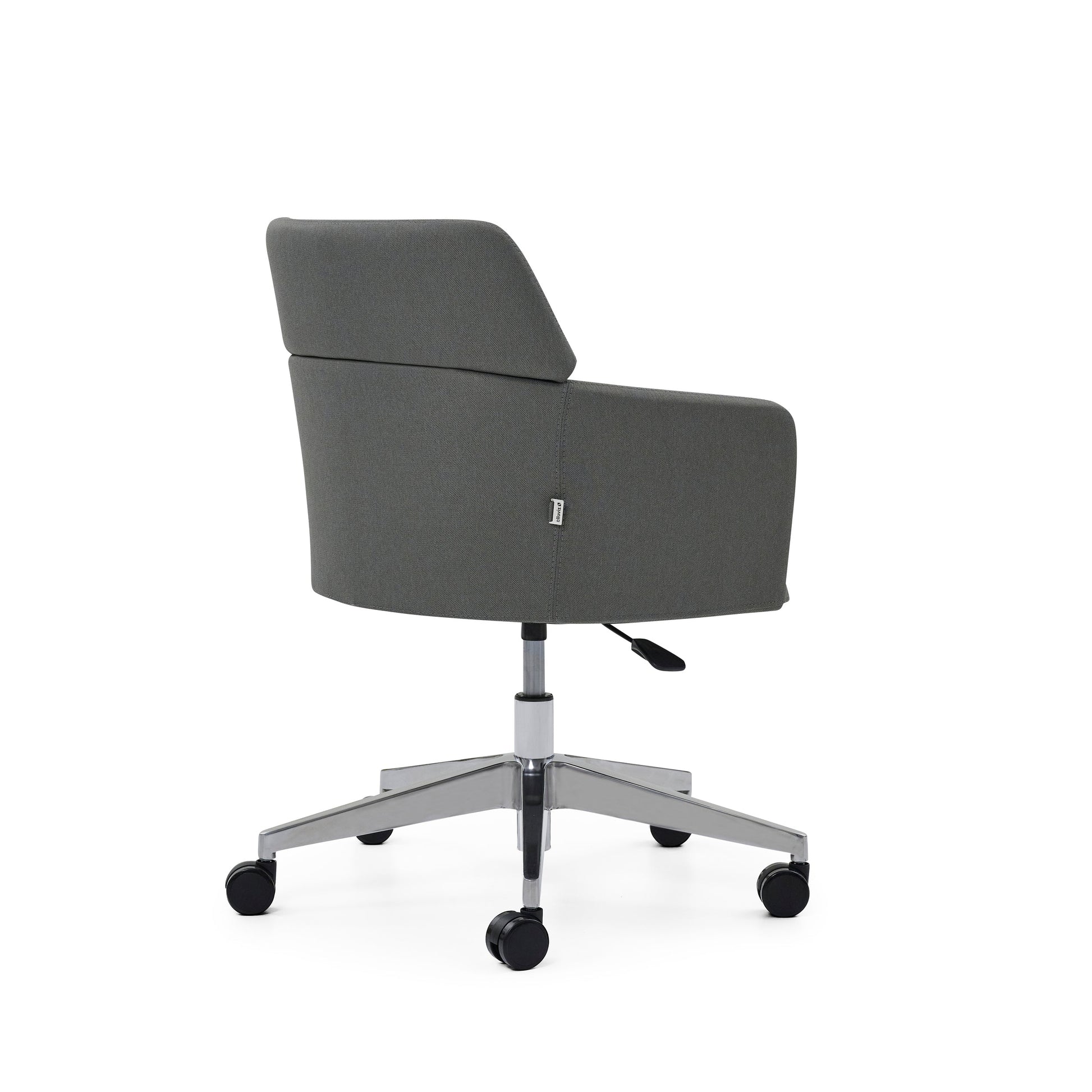 May Office Chair in gray with black wheels on a white background