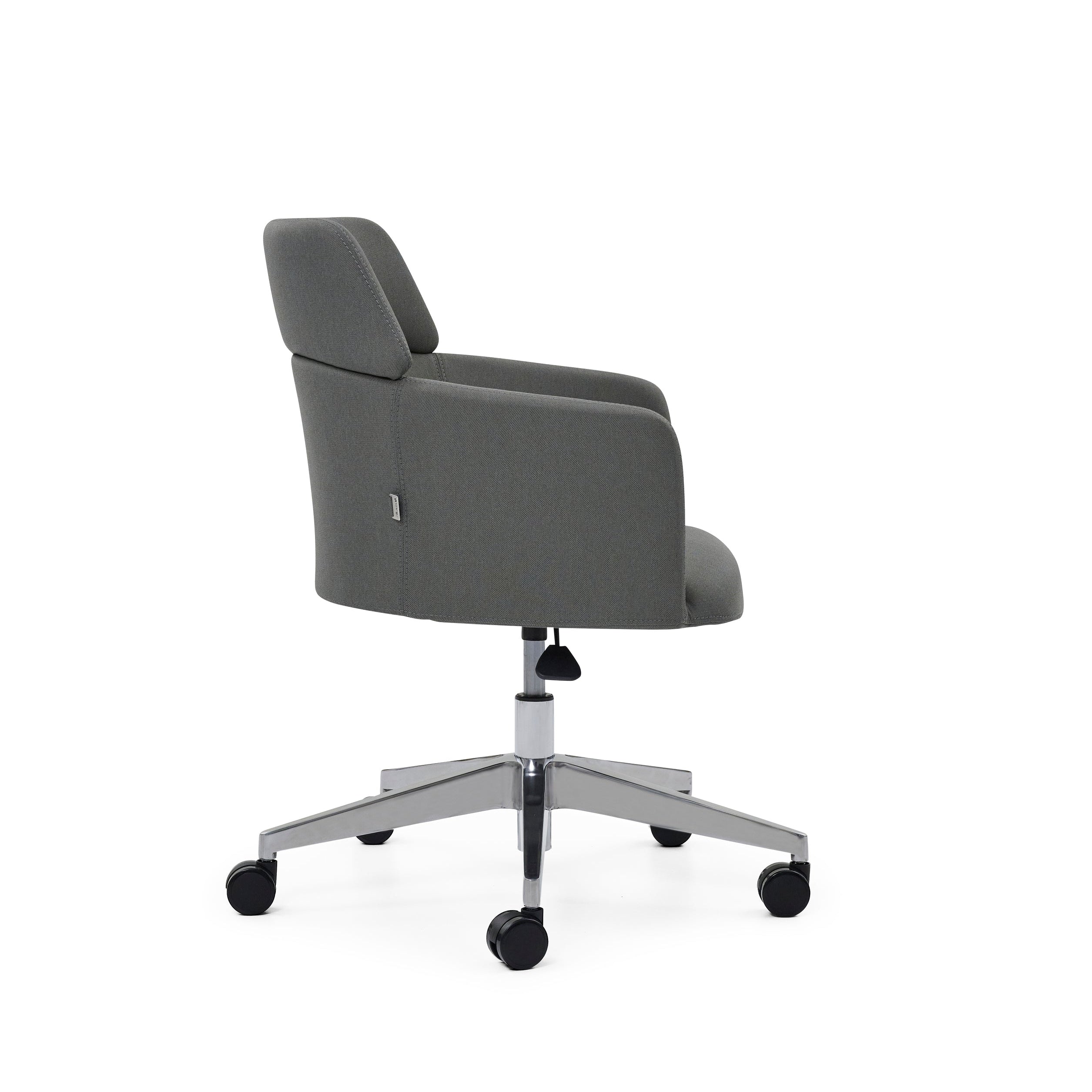May Office Chair in gray with swivel base, white background