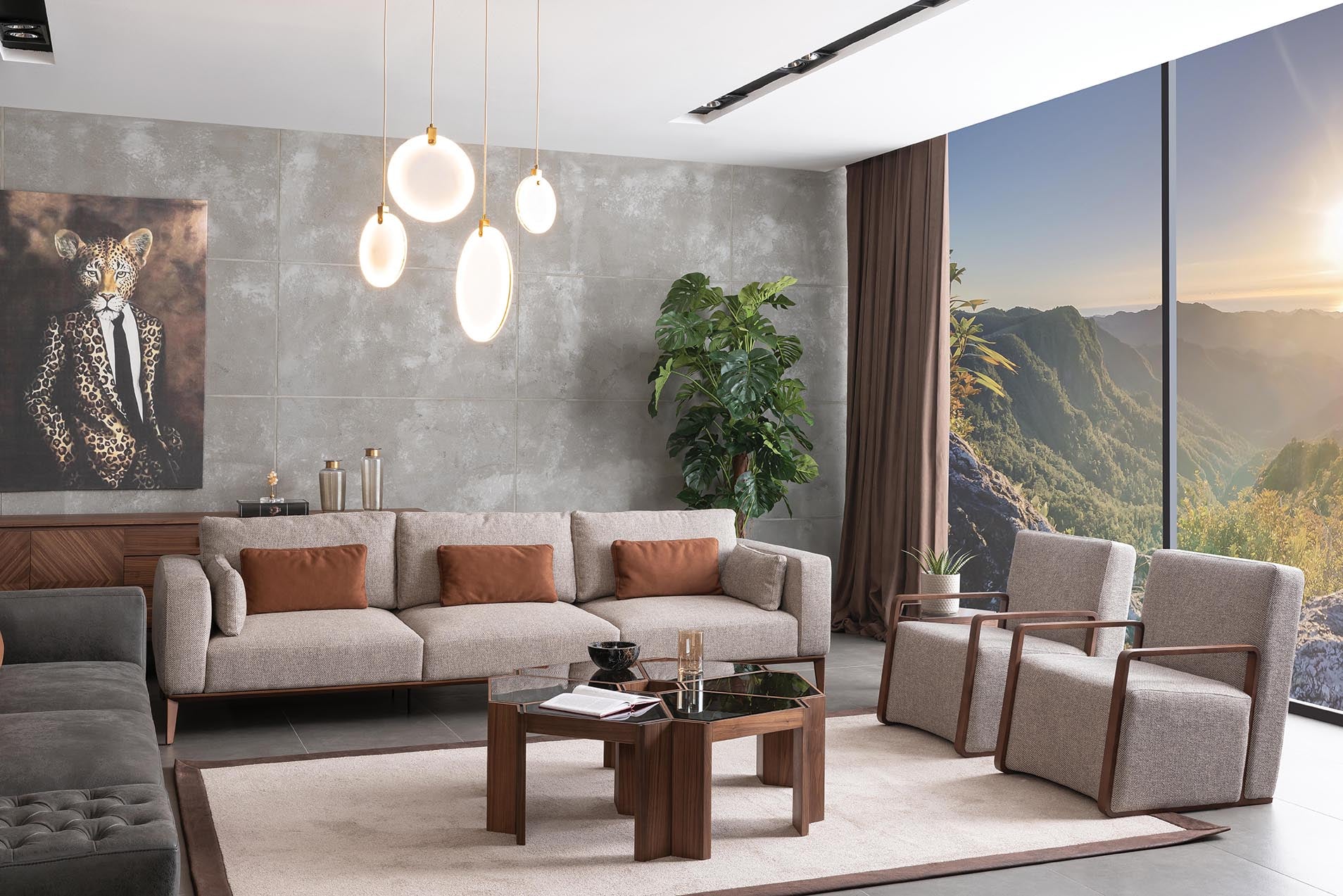 Mega Bergere Armchair styled in a modern living room setup, offering a cozy and elegant seating option.