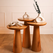 Front view of the Mushroom Side Table showcasing its sleek, modern design and unique mushroom-inspired shape