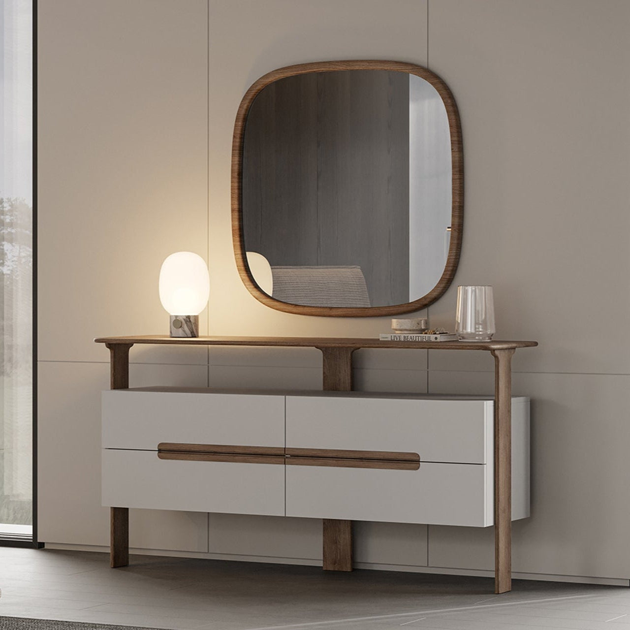Nova Dresser styled in a complete bedroom setup, enhancing the room’s modern decor.