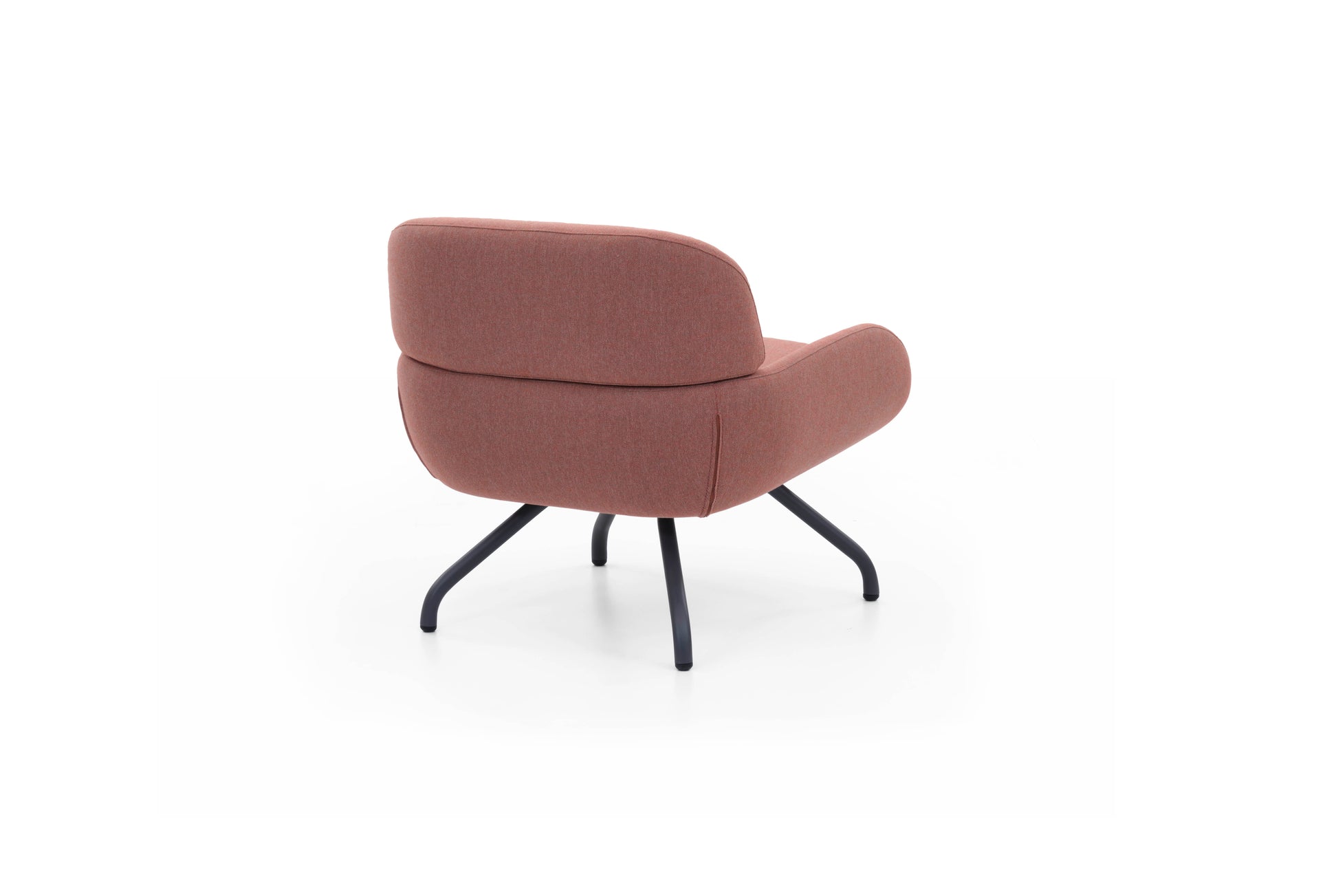 Brown armchair with black legs on a white background