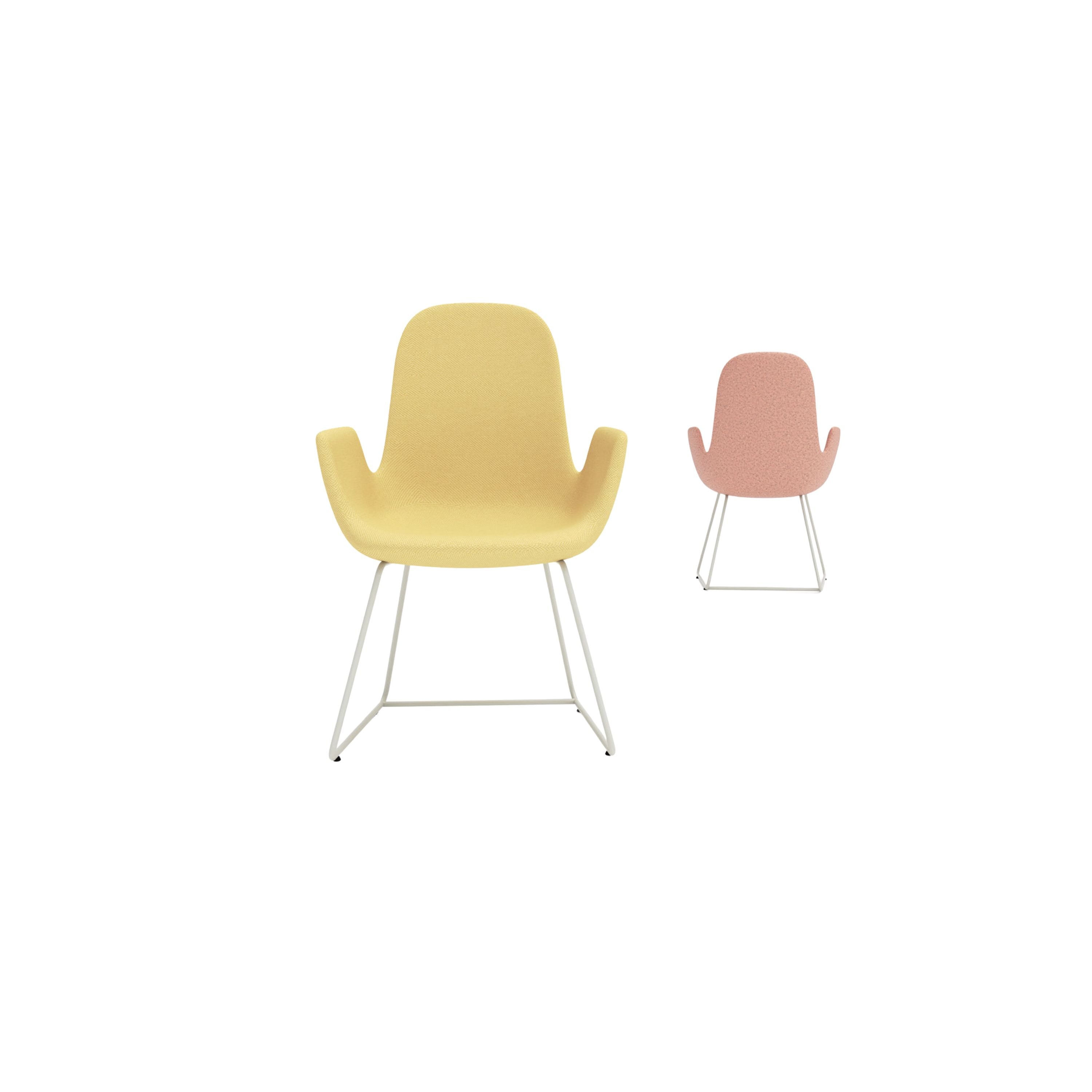 Yellow and pink chairs on a white background