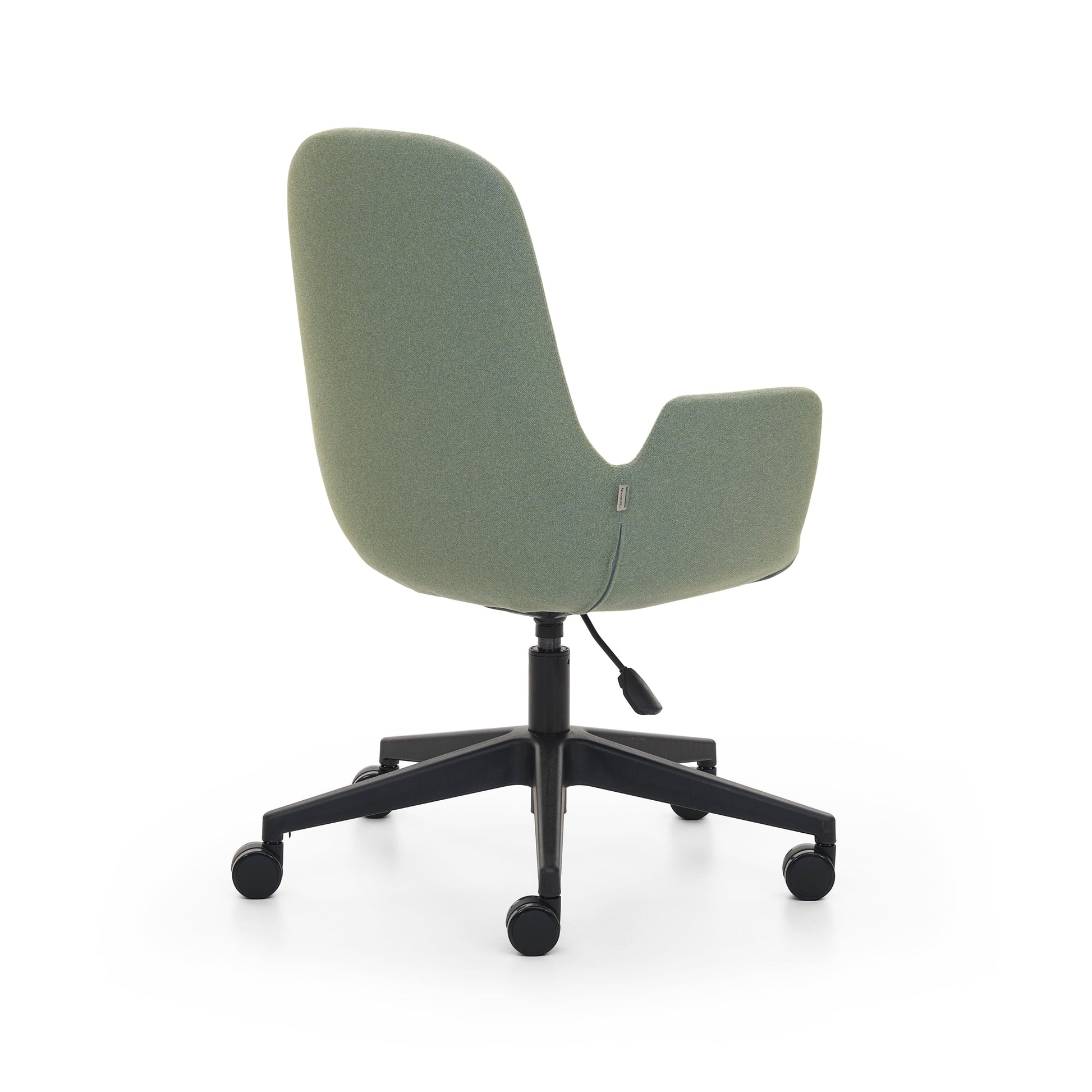 Pod Office Chair in green with black wheels, white background