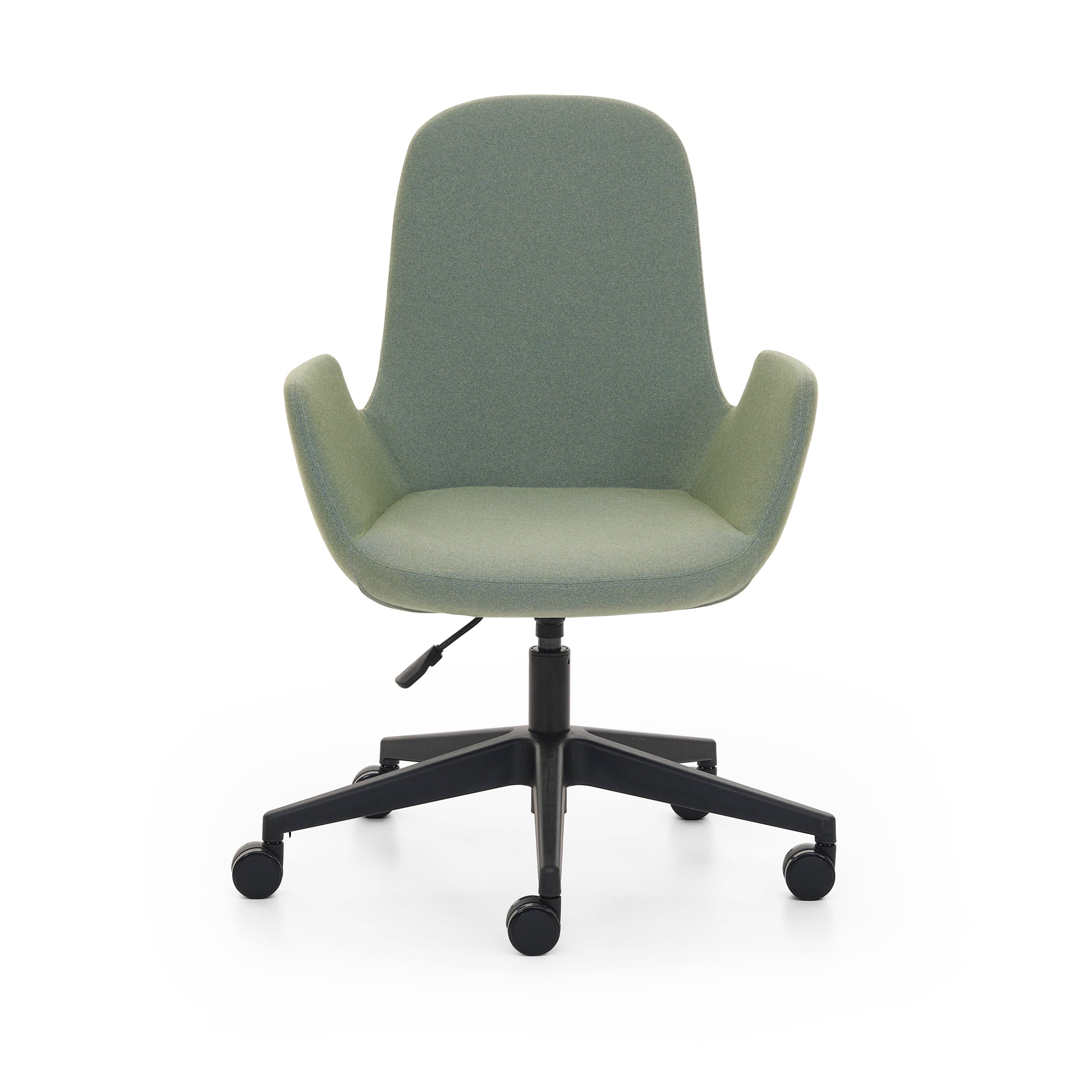 Pod Office Chair in green with black wheels, white background