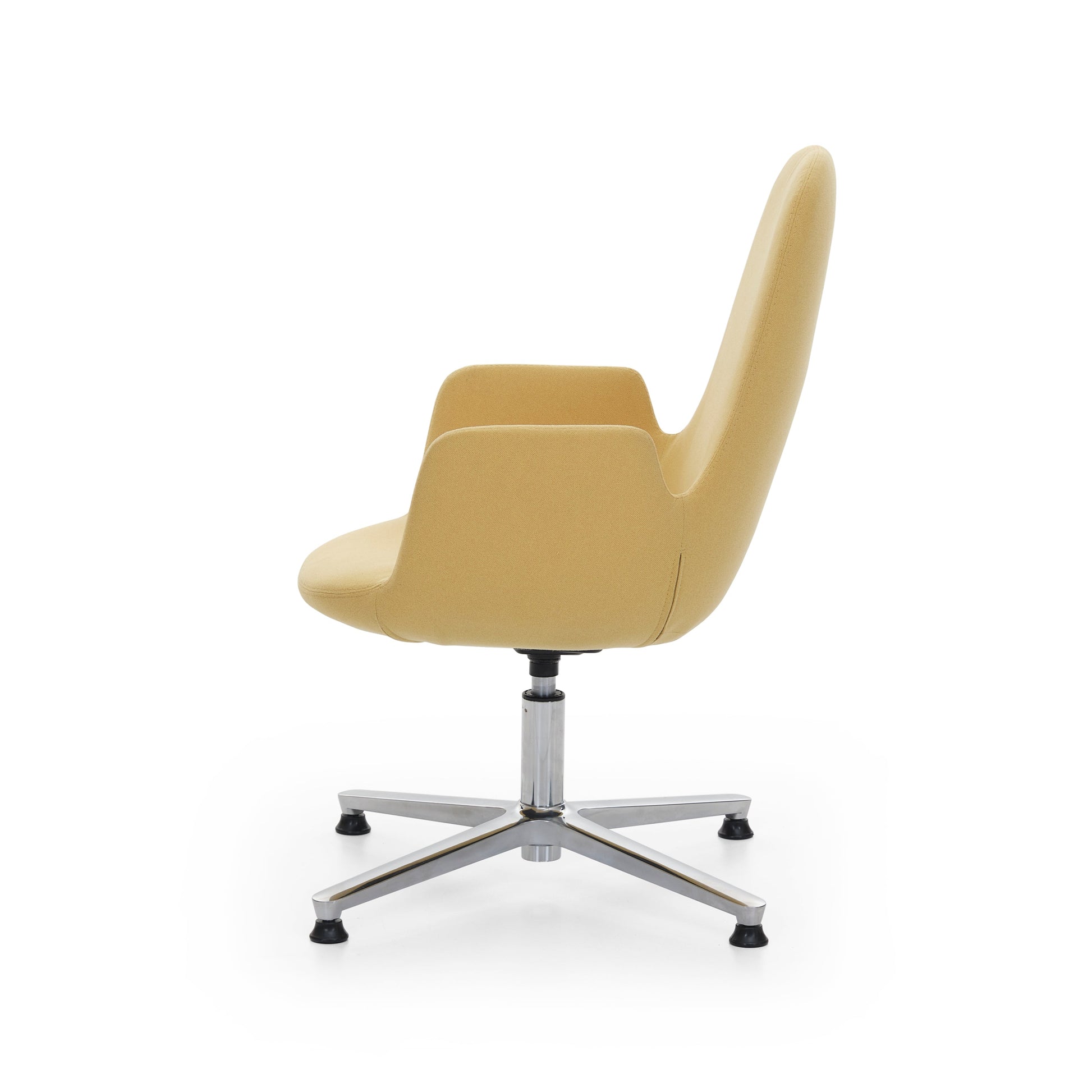 Beige office chair with a swivel base on a white background