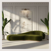 Papilio Curved Sofa in elegant green design, showcasing modern decor with soft curves and inviting ambiance.