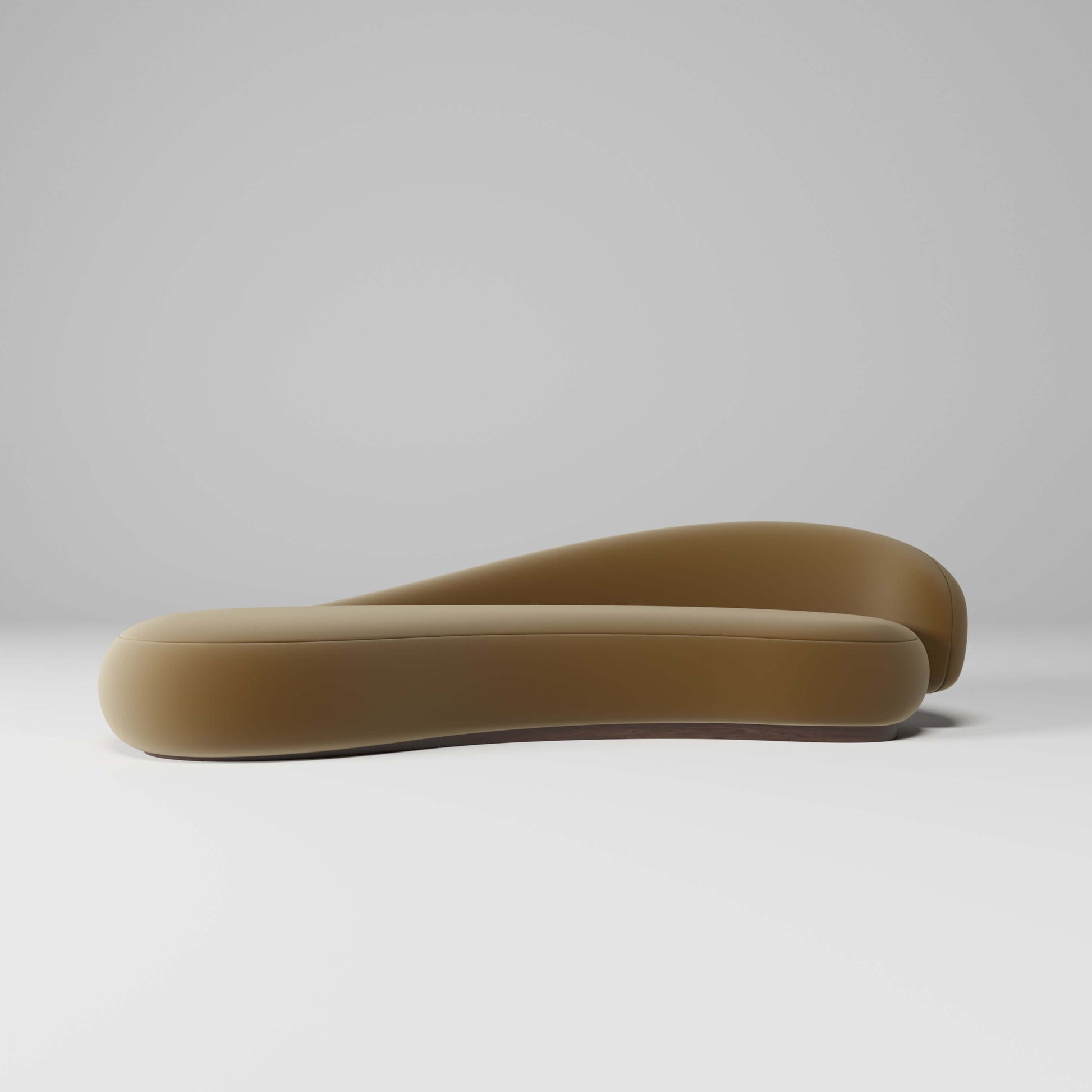 Papilio Curved Sofa in elegant brown, showcasing a modern sculptural design with gentle curves.