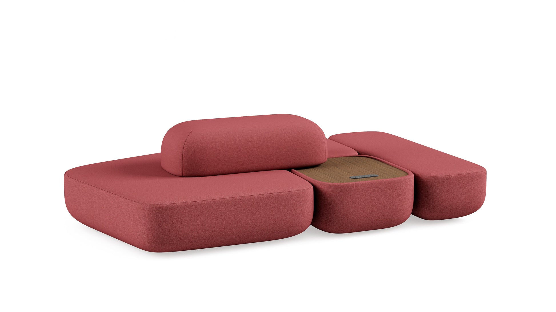 Red foam roller set on a white background