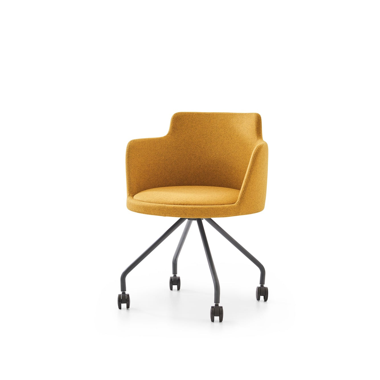 Sar Office Chair in yellow with black mesh backrest on white background