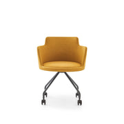 Sar Office Chair in yellow with wheels on a white background